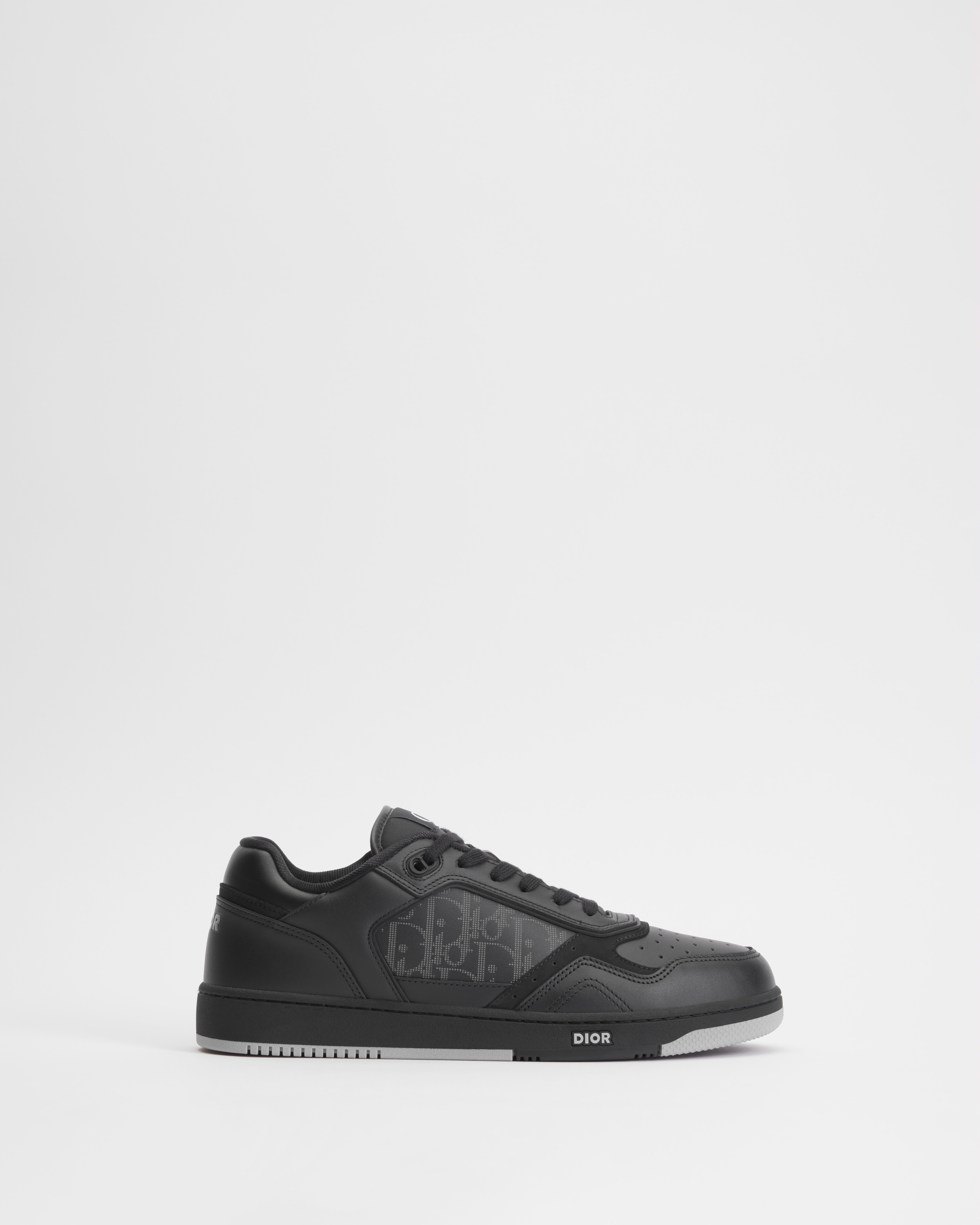 Sneaker B27 Uptown basse Cuir de veau lisse noir, suède noir et cuir Dior Oblique Galaxy noir E02
