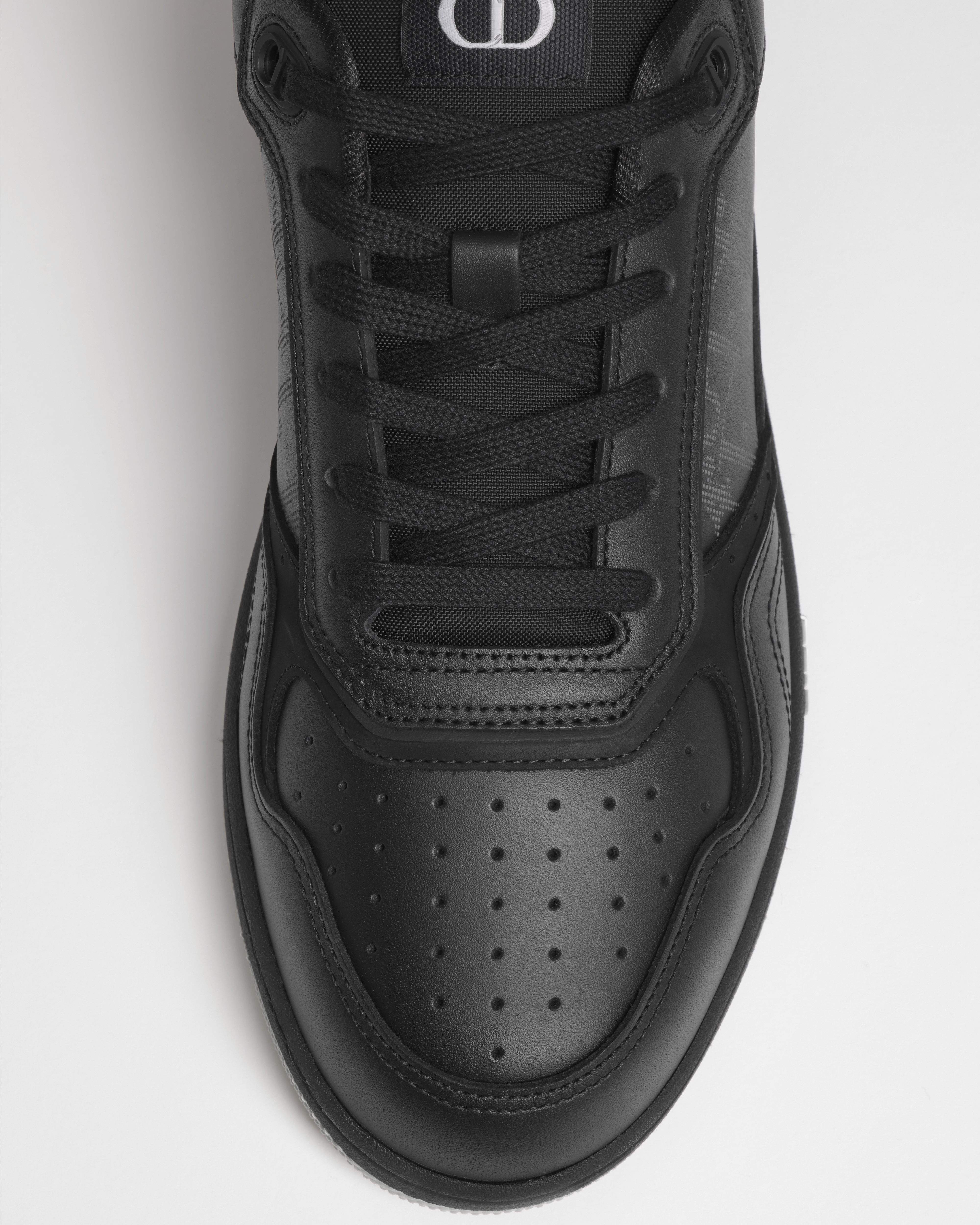 Lage B27 Uptown-sneaker Soepel zwart kalfsleer, zwart suède en zwart Dior Oblique Galaxy-leer E06