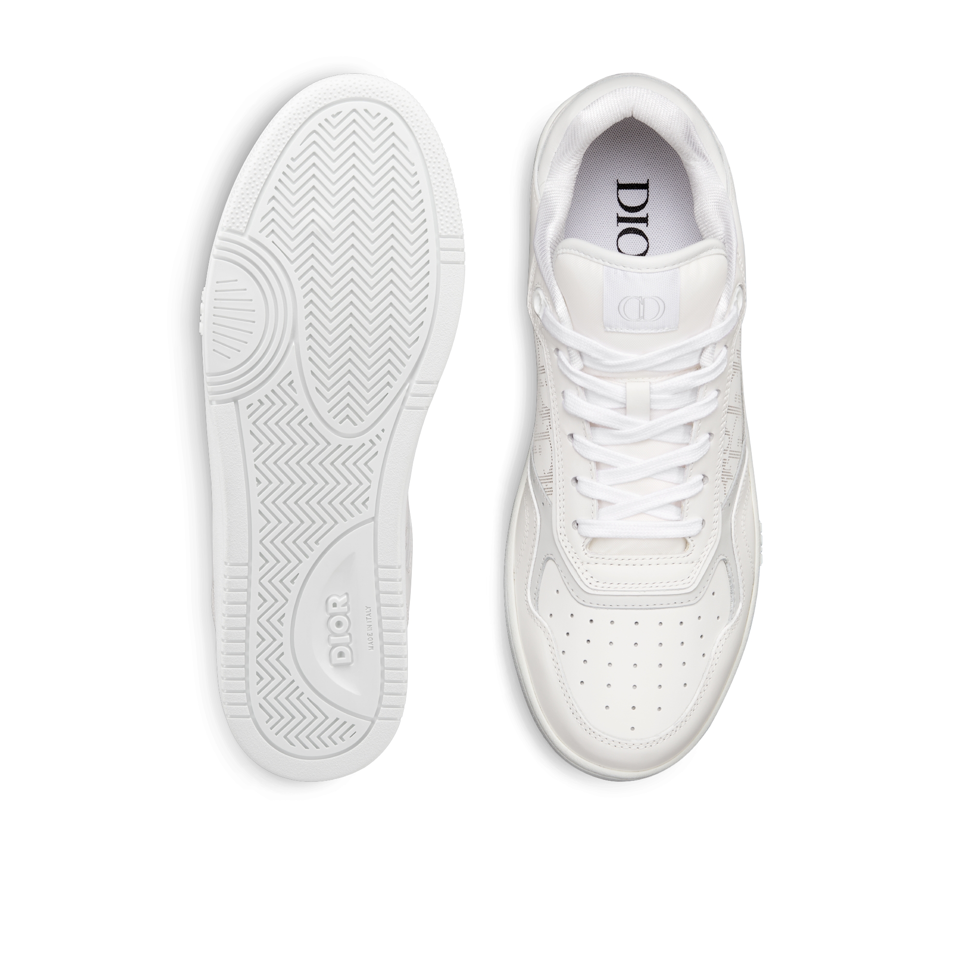 B27 Uptown Low-Top Sneaker White Smooth Calfskin and White Dior Oblique Galaxy Leather E07