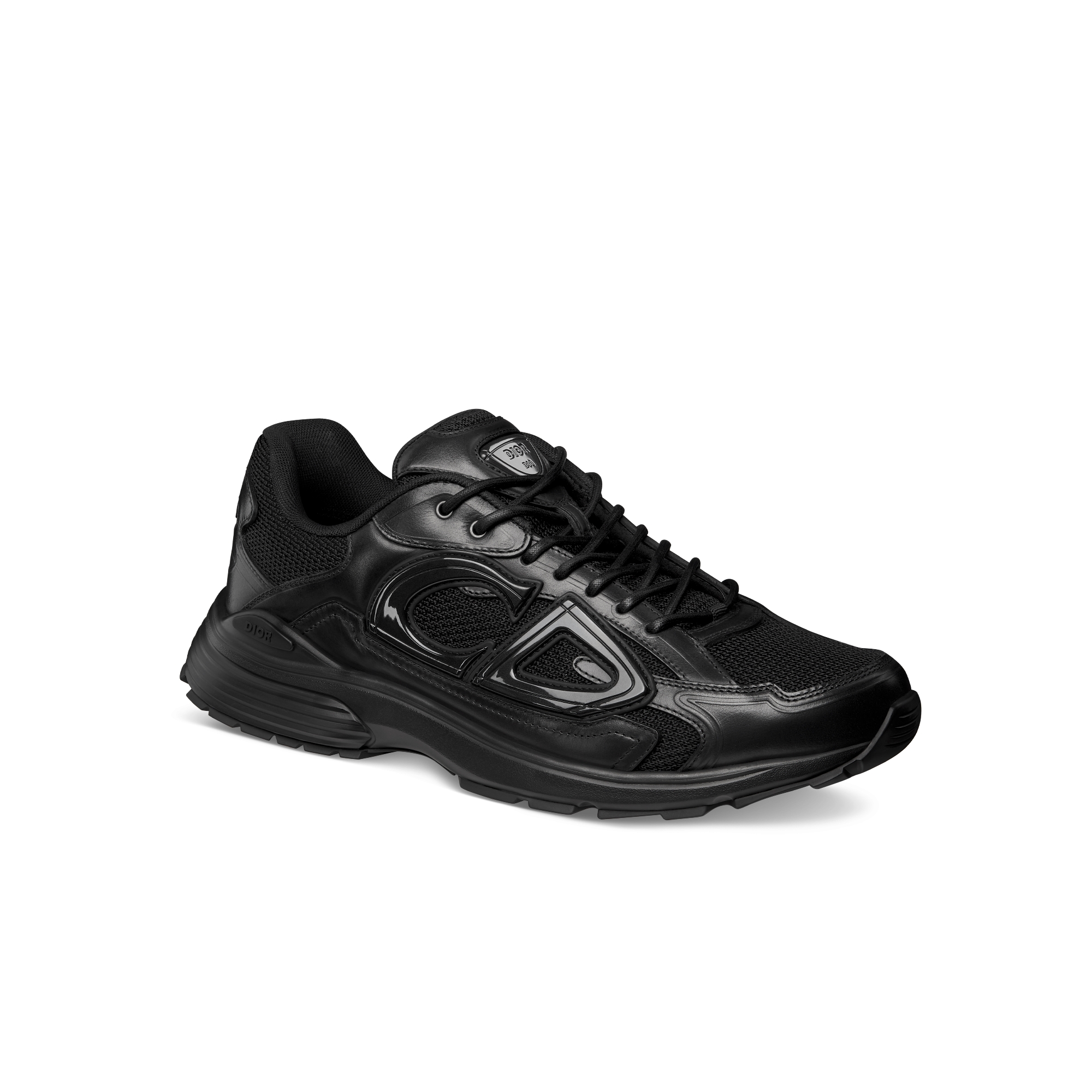B30 Countdown Sneaker Glattes Kalbsleder und Funktionsmesh in Schwarz E03