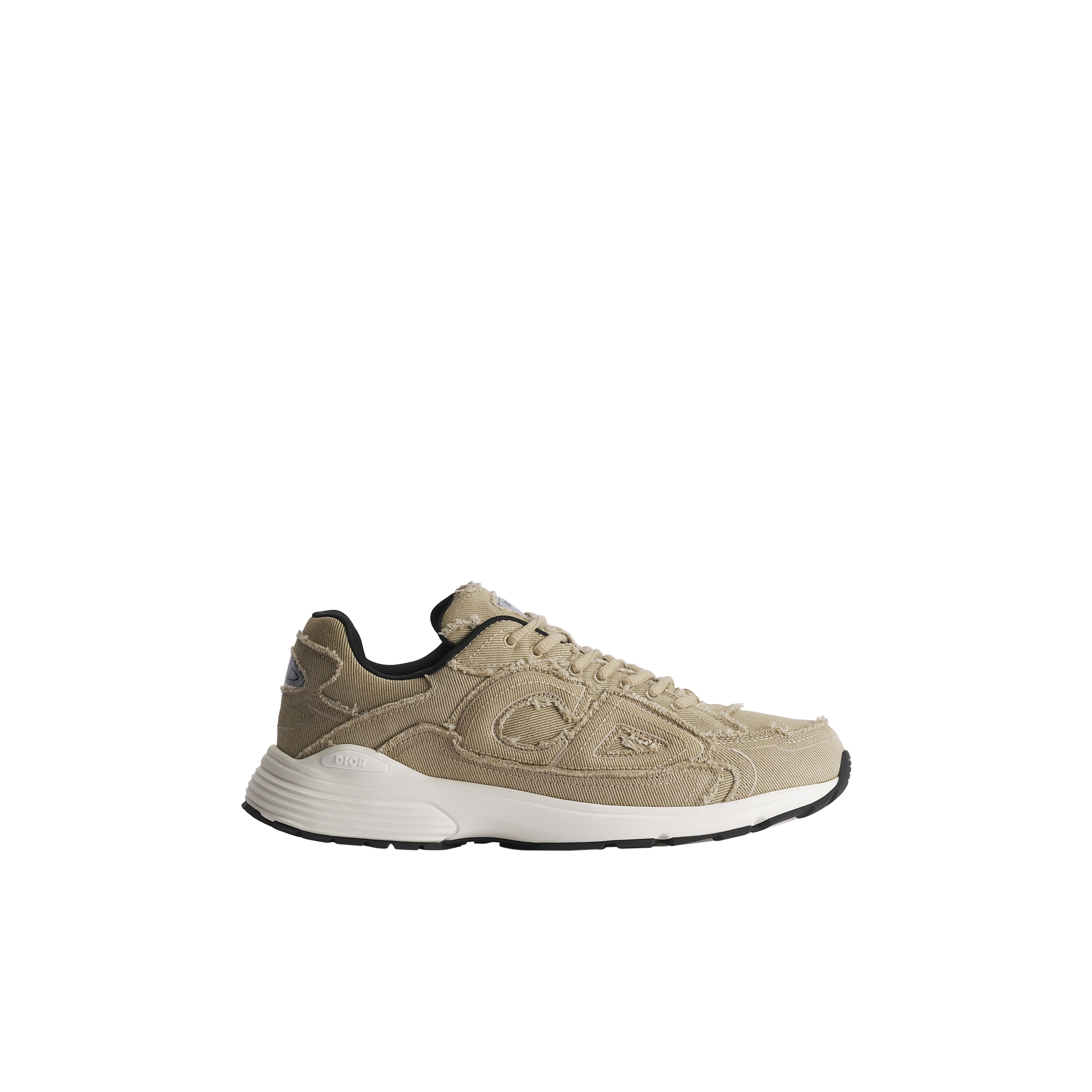  Beige Fringed Denim-Effect Stonewashed Canvas