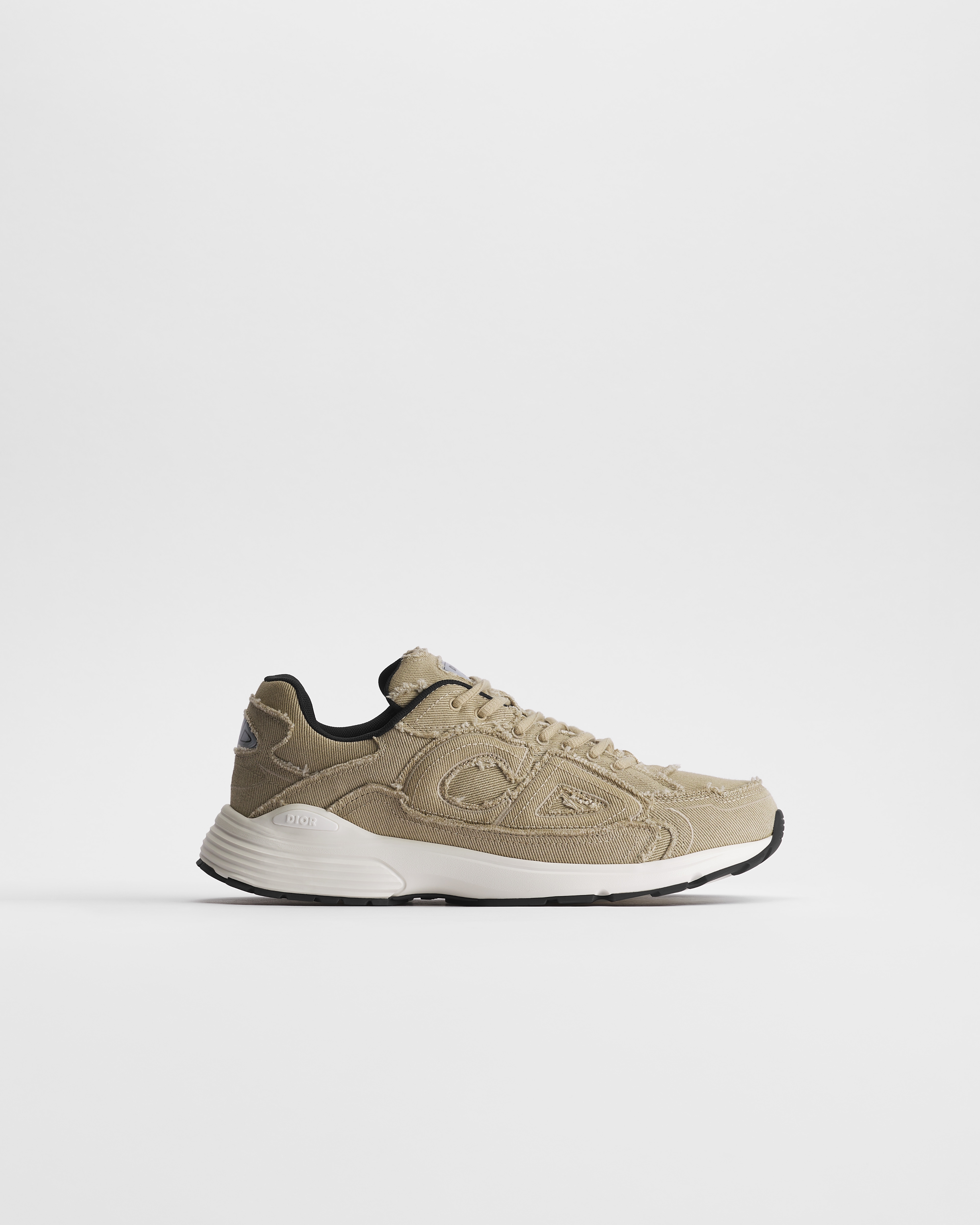 B30 Countdown Sneaker Canvas mit stonewashed Denimeffekt und Fransen in Beige E02