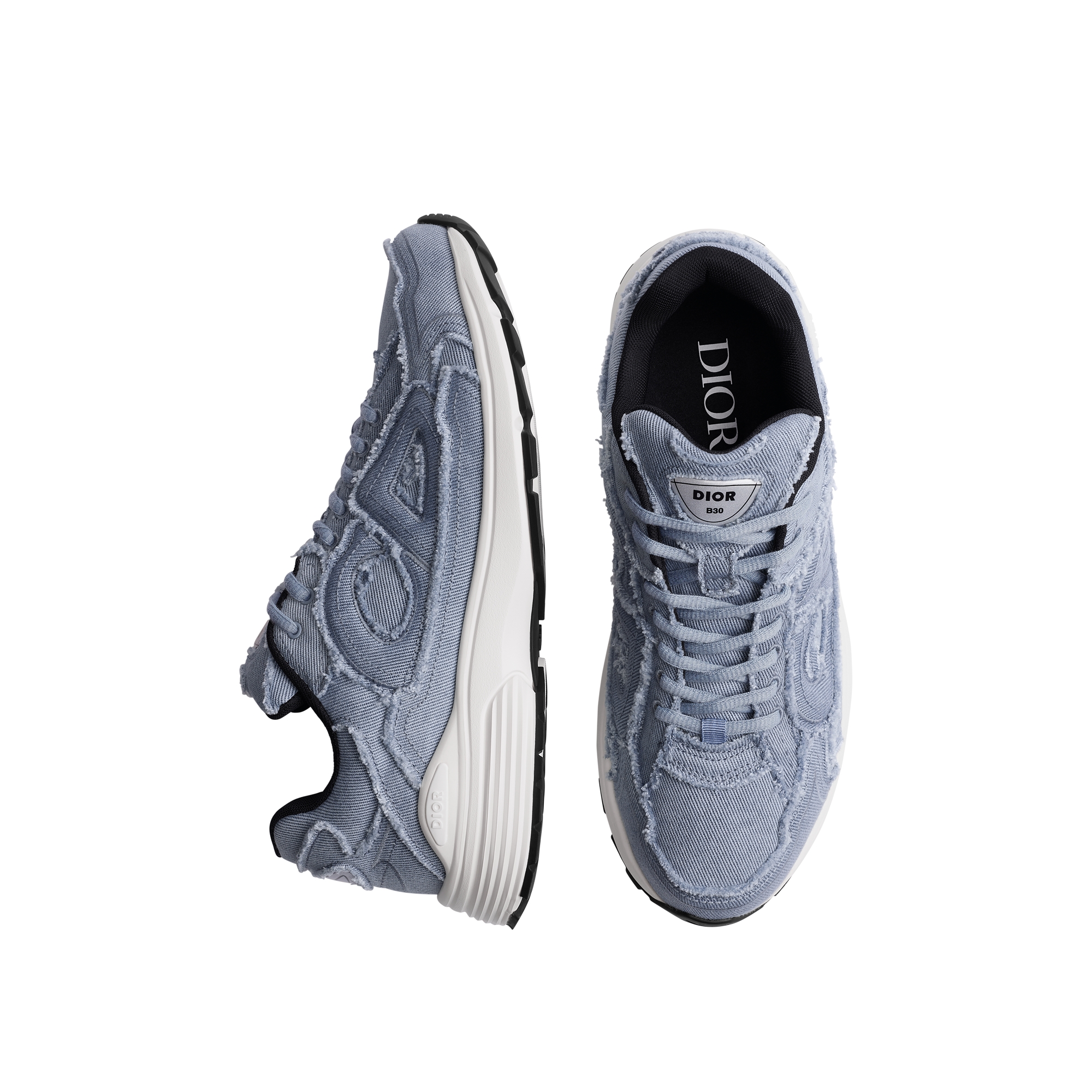 B30 Countdown Sneaker Blue Fringed Denim-Effect Stonewashed Canvas E06