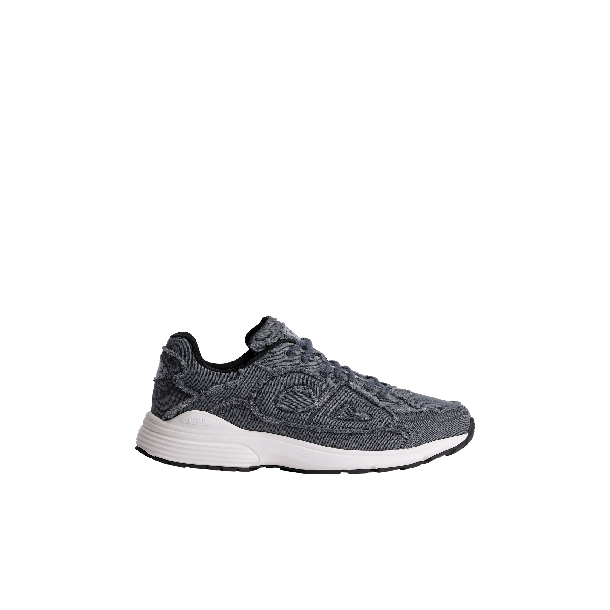  Gray Fringed Denim-Effect Stonewashed Canvas
