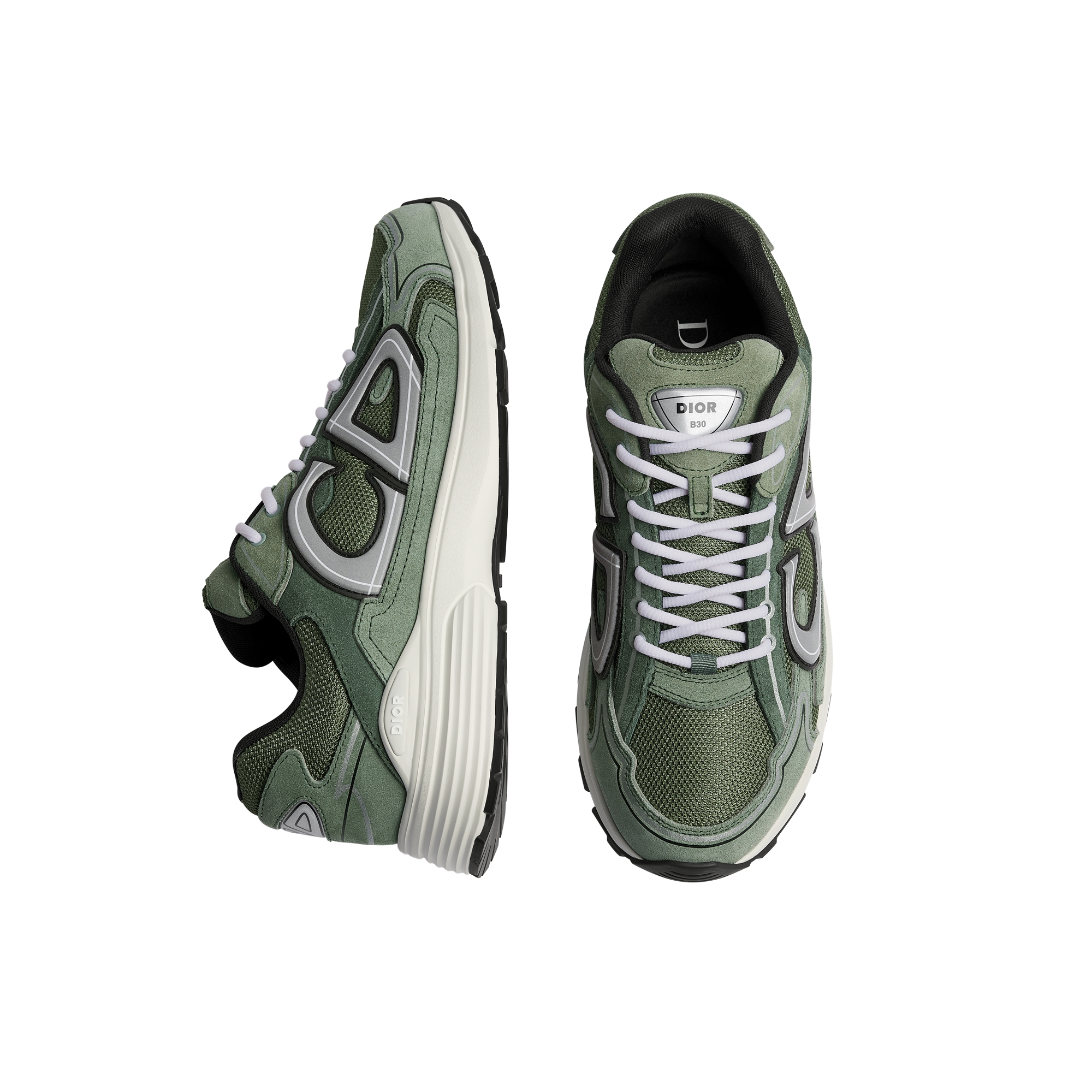 B30 Countdown Sneaker Khaki Suede Calfskin and Khaki Technical Mesh E06