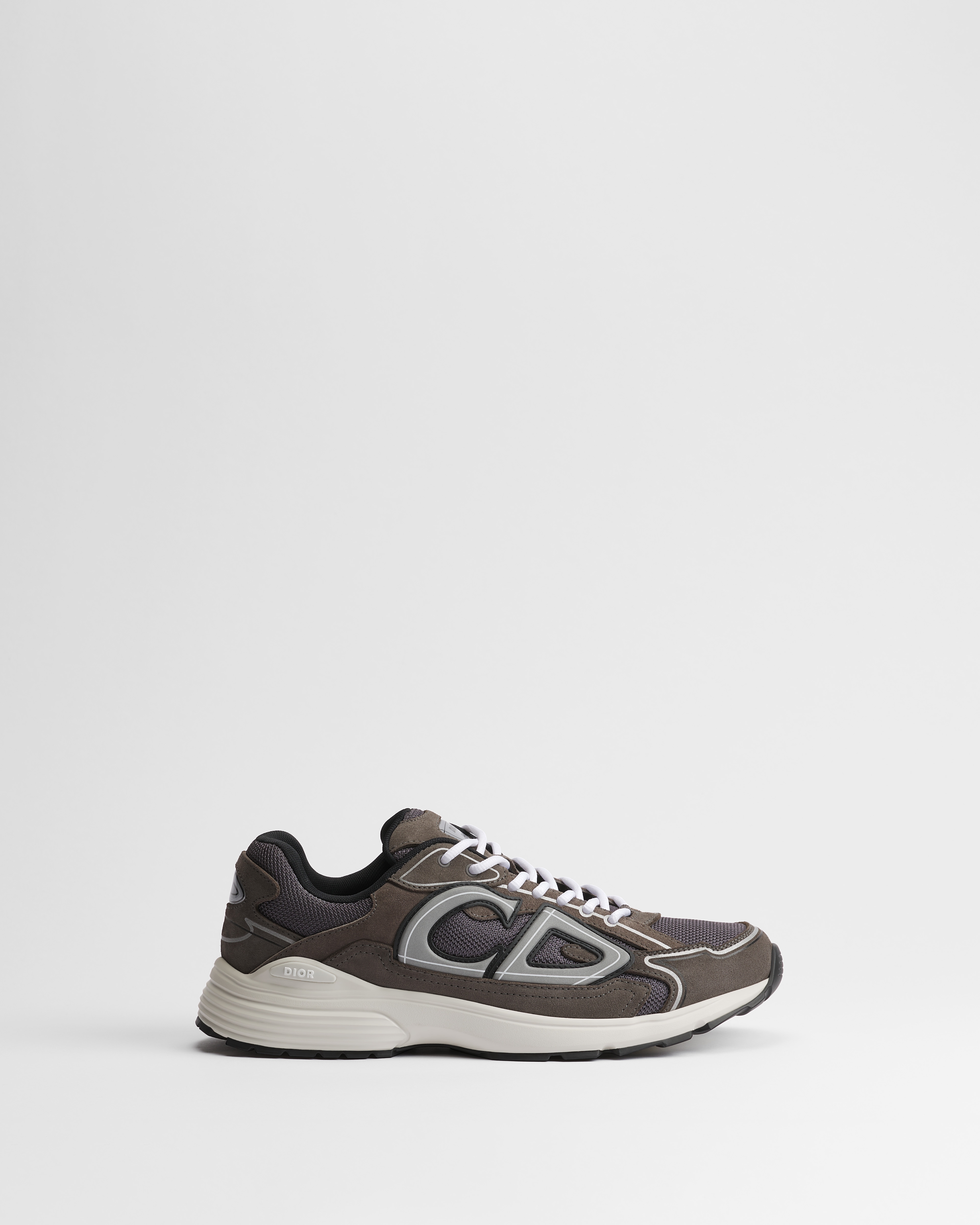 Sneaker B30 Countdown Veau velours gris et maille technique grise E02