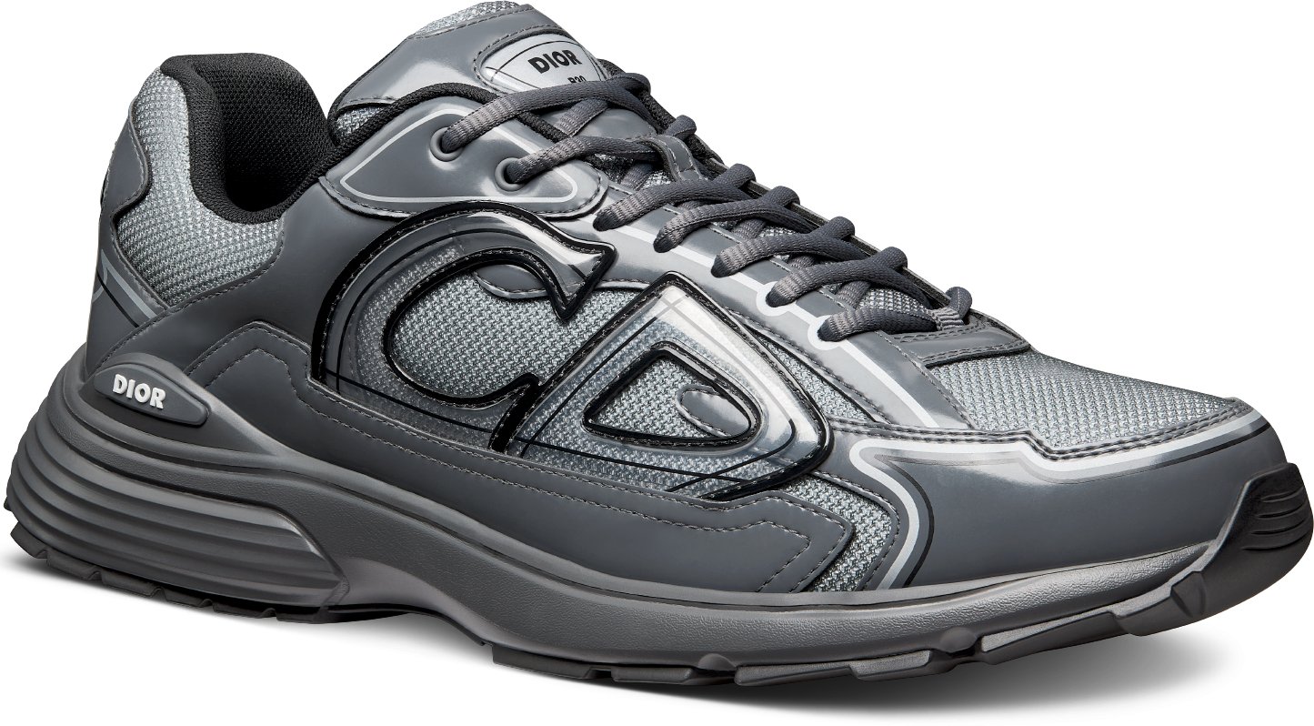 B30 Sneaker Light Gray Technical Mesh and Black Brilliant