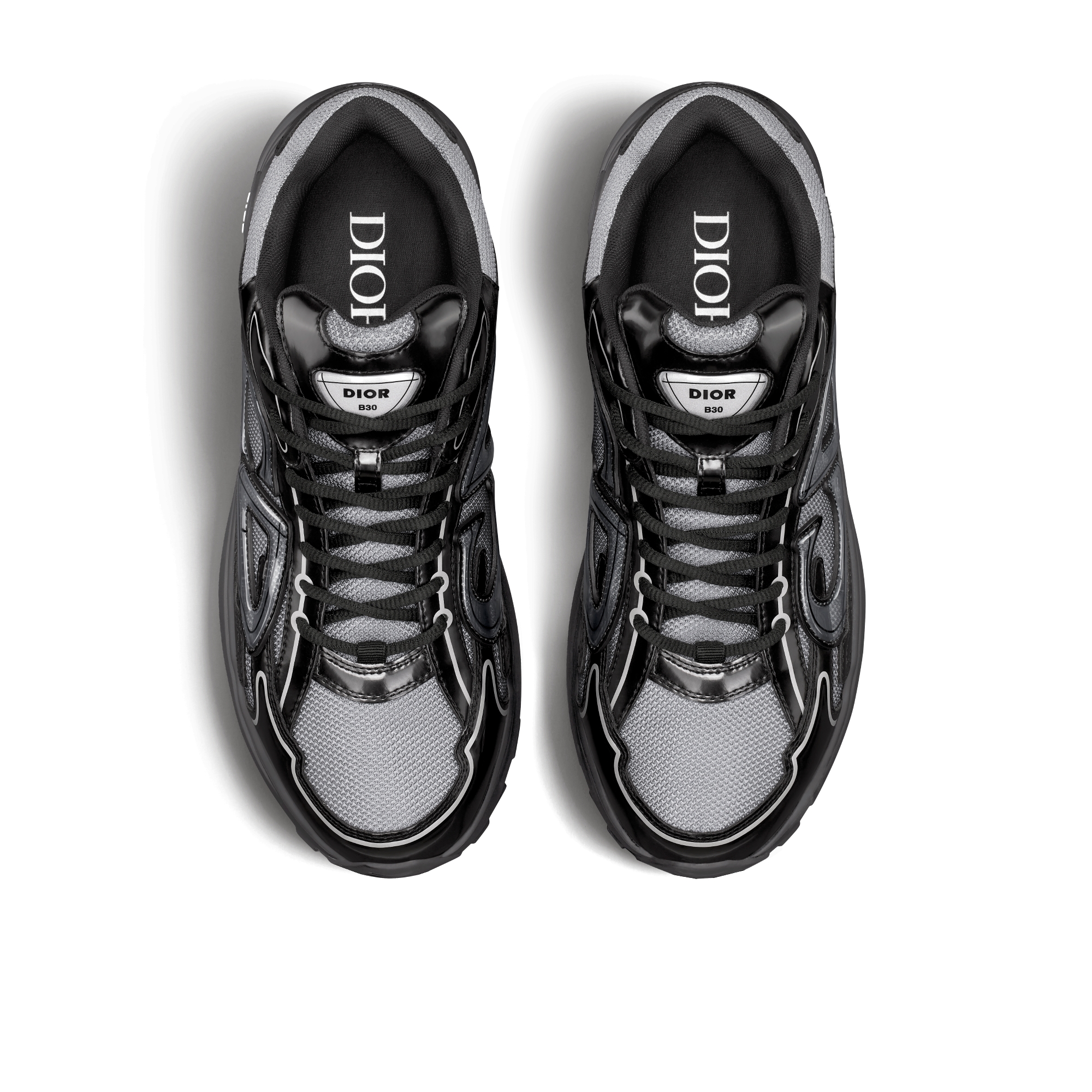 B30 Countdown Sneaker Light Gray Technical Mesh and Black Brilliant-Finish Technical Fabric E06