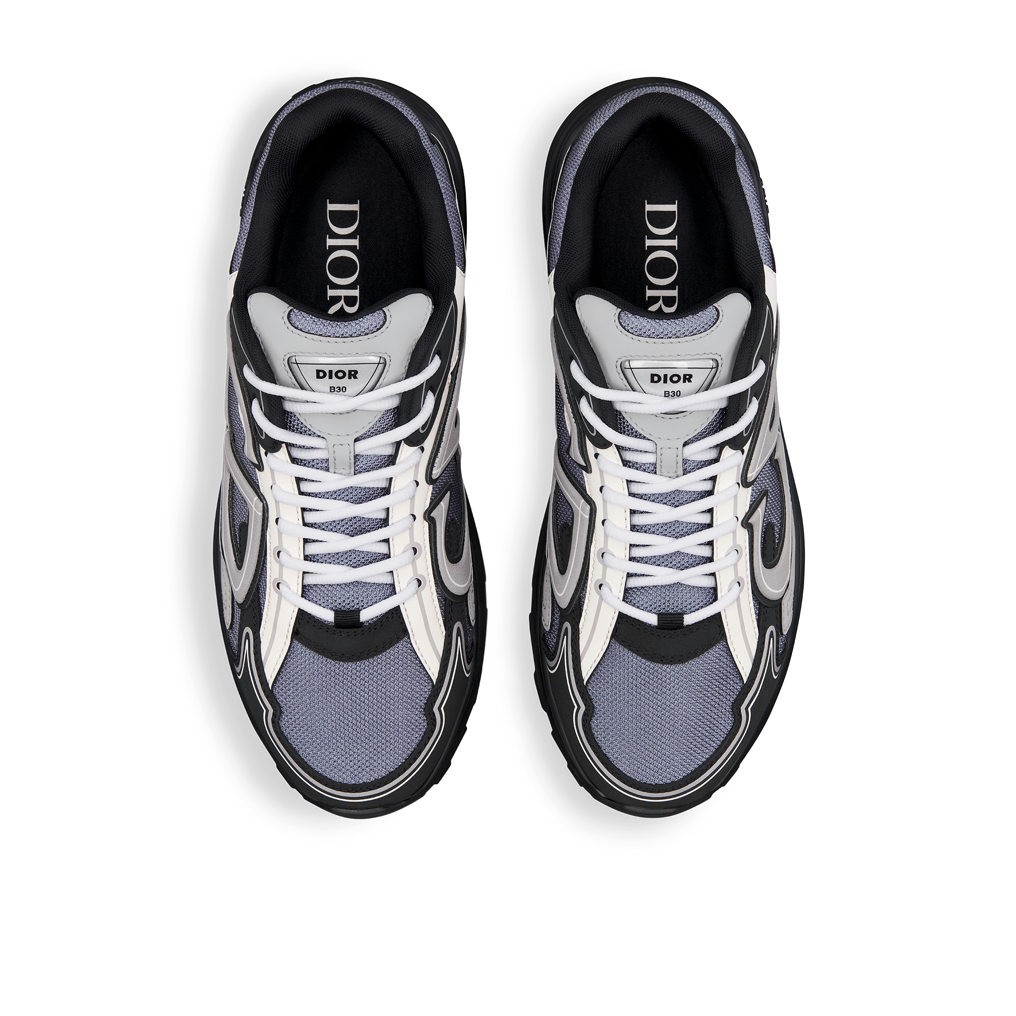 B30 Countdown-sneaker Blauwe technische mesh met grijze, witte en zwarte technische stof E06