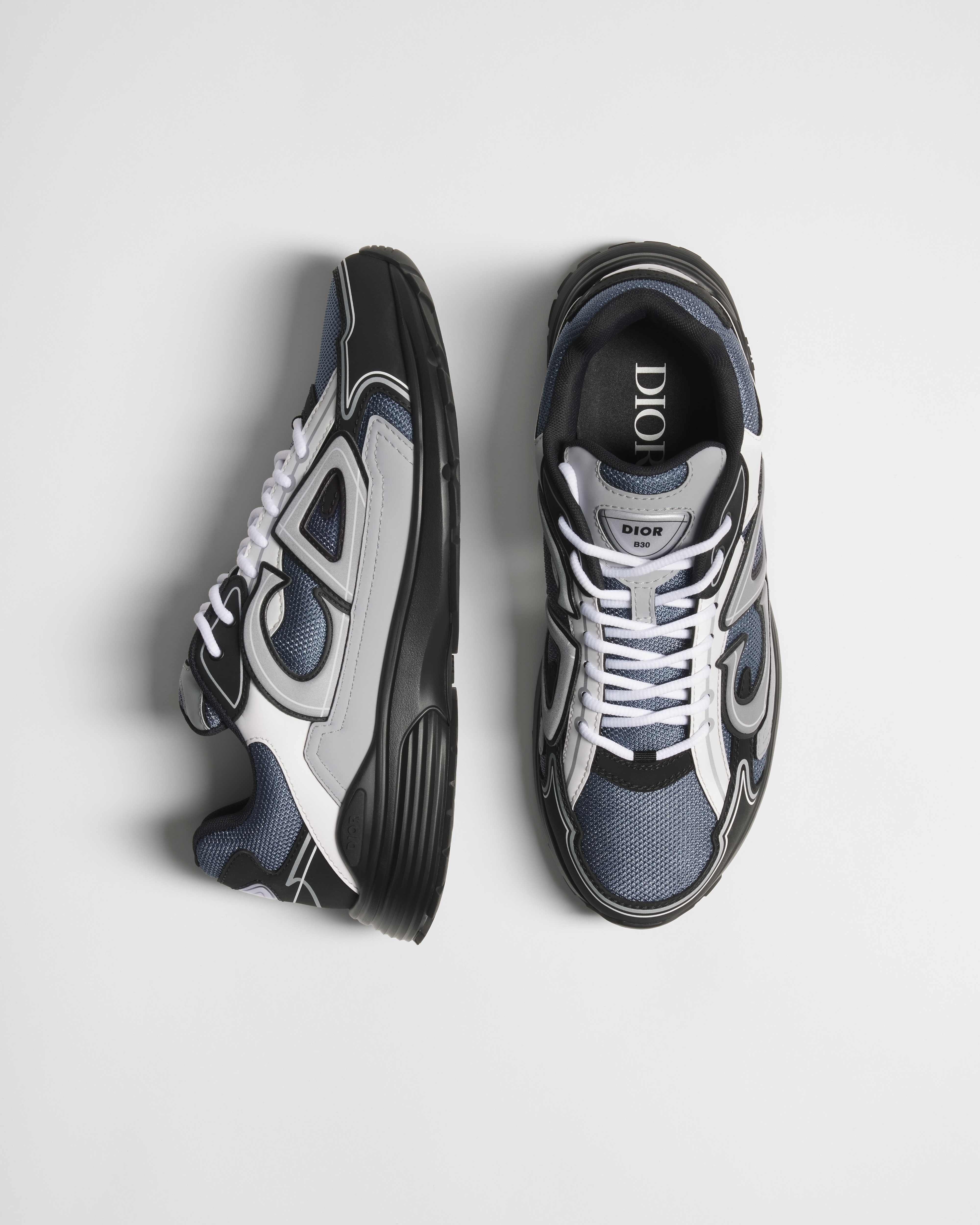 Sneaker B30 Countdown Maille technique bleue et tissu technique gris, blanc et noir E06