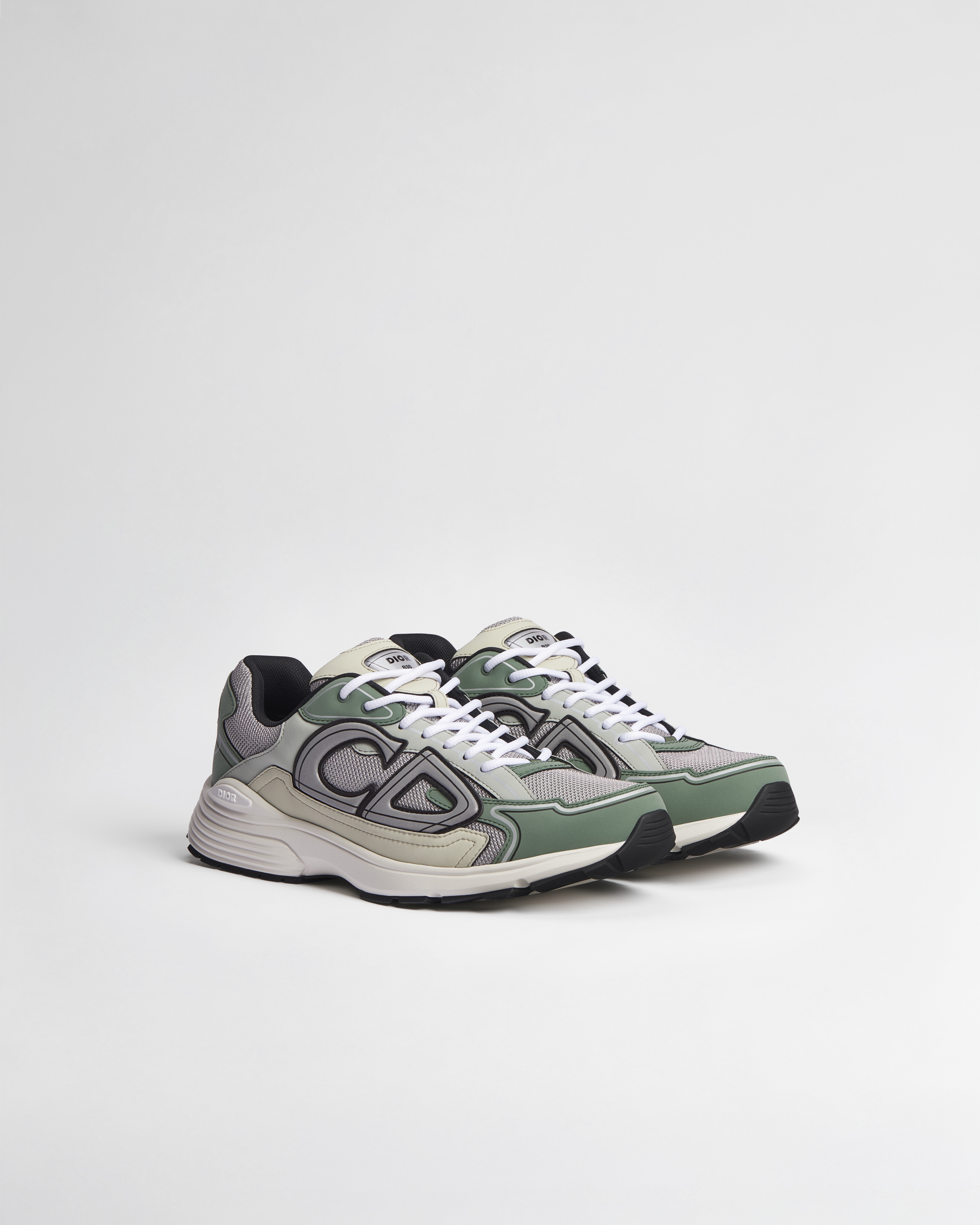 B30 Countdown Sneaker Gray Technical Mesh with Cedar Green, Gray and Cream Technical Fabric E03