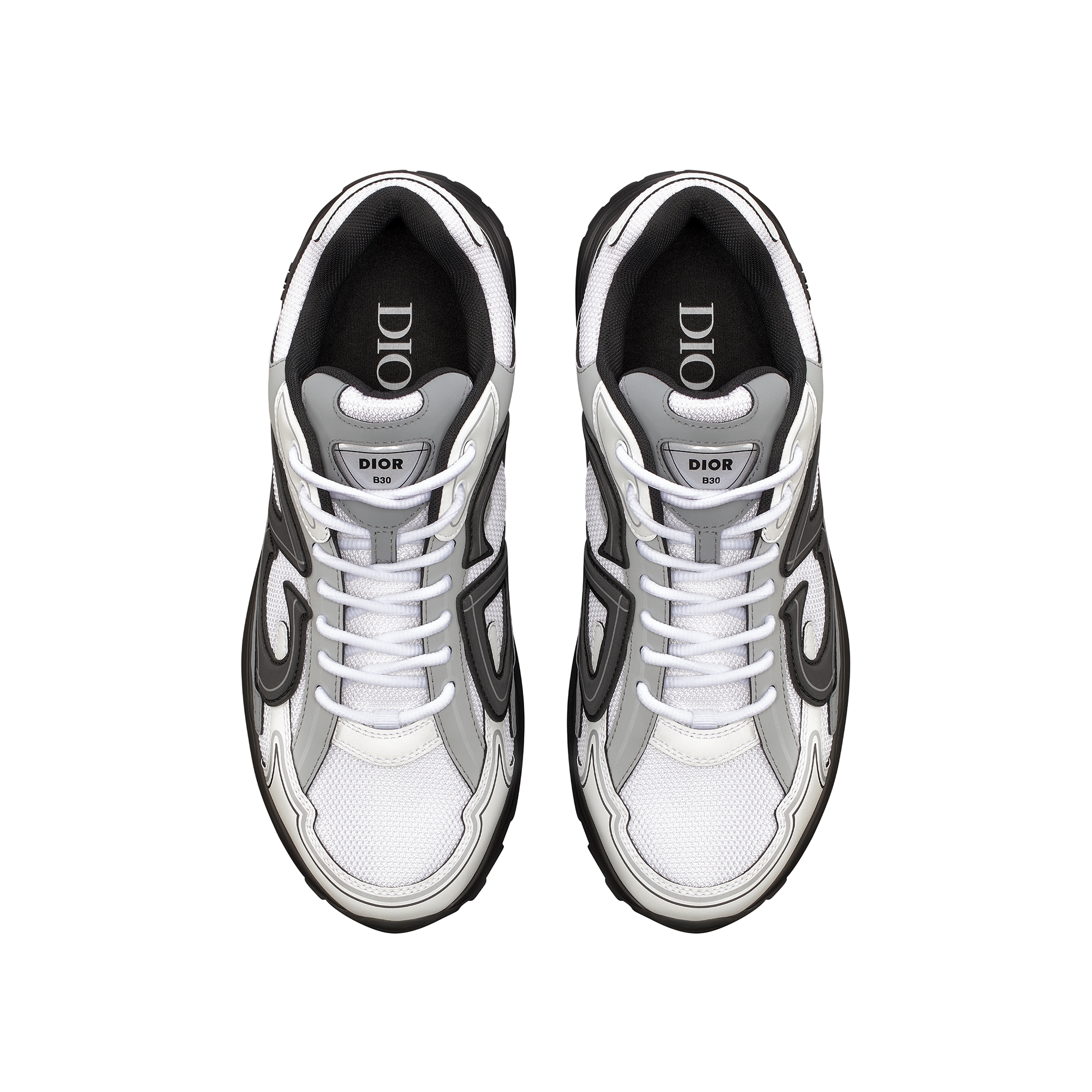 B30 Countdown Sneaker White Technical Mesh and White and Gray Technical Fabric E06