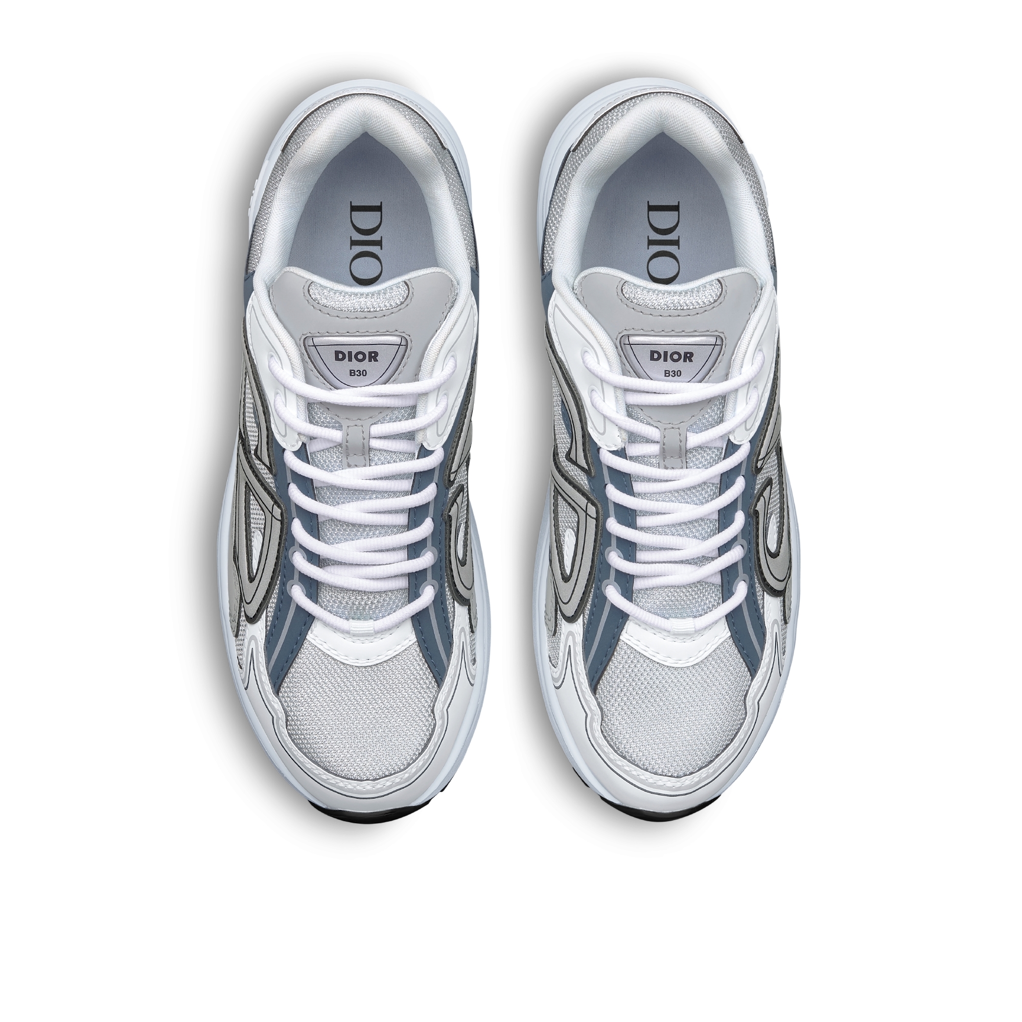 Sneaker B30 Countdown Maille technique grise et tissu technique bleu clair, bleu et gris E06