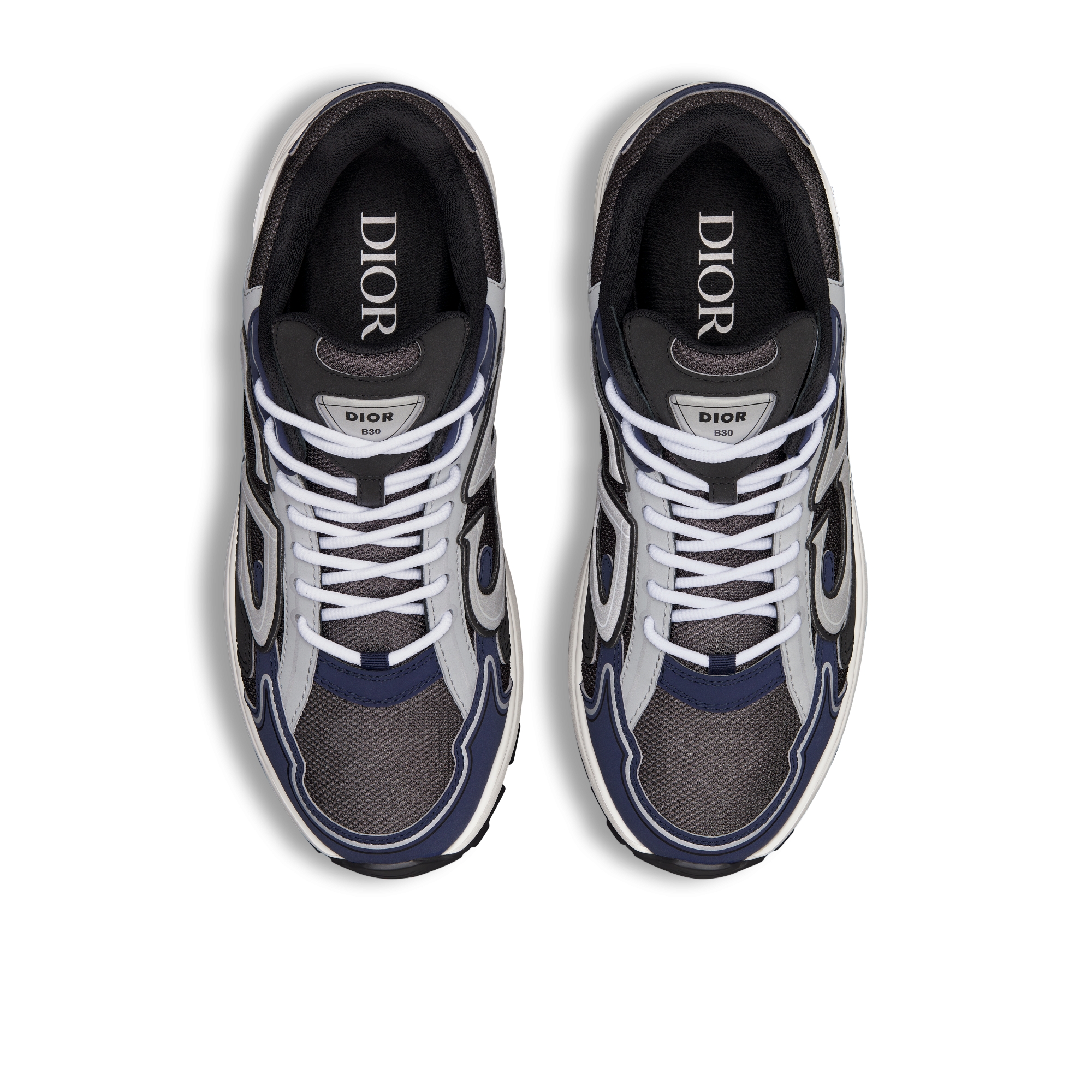 Sneaker B30 Countdown Tejido técnico de malla gris antracita con tejido técnico negro, azul y gris Dior E06