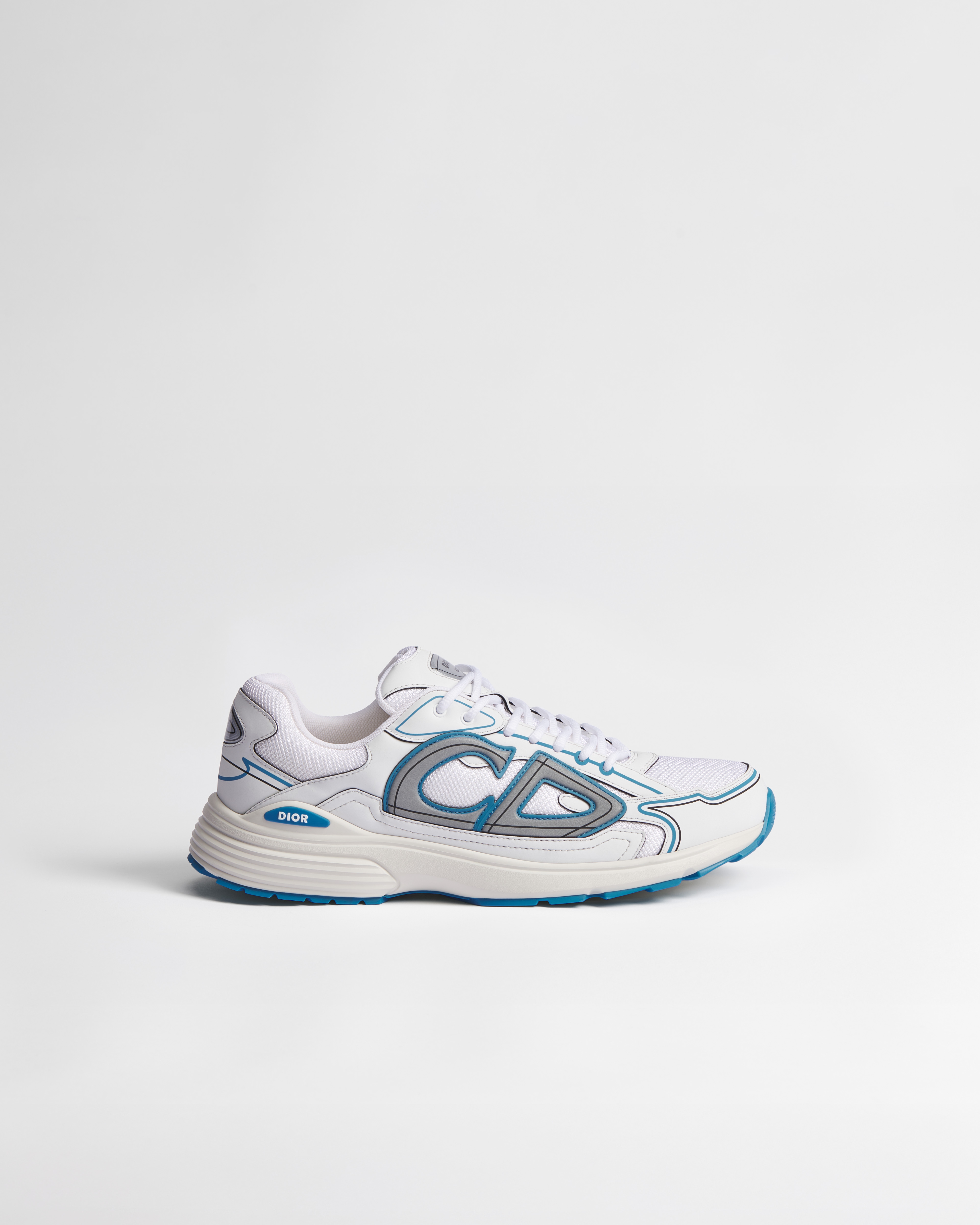 B30 Countdown Sneaker White Technical Mesh with White and Light Blue Technical Fabric E02