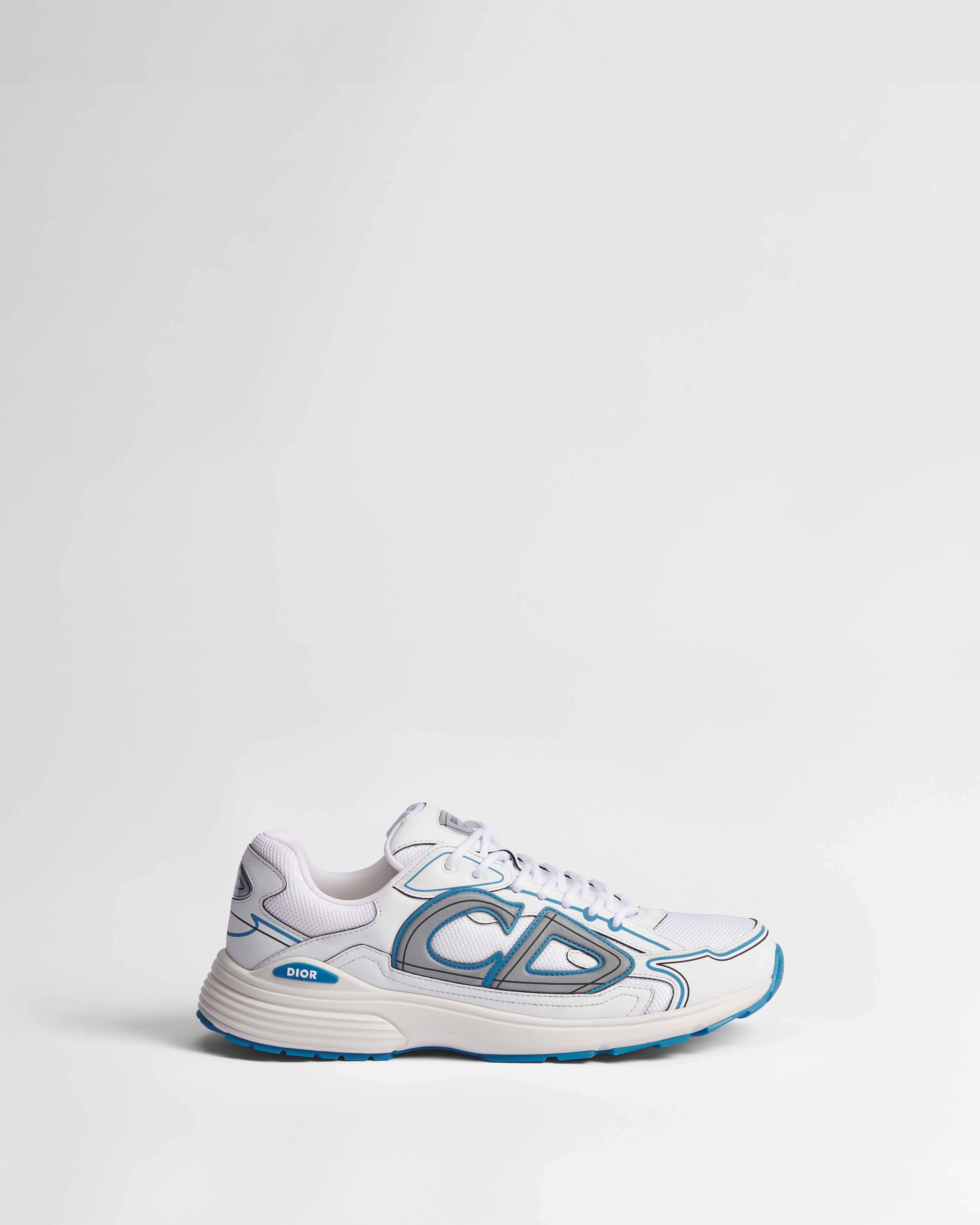 Sneaker B30 Countdown Maille technique blanche et tissu technique blanc et bleu clair E02