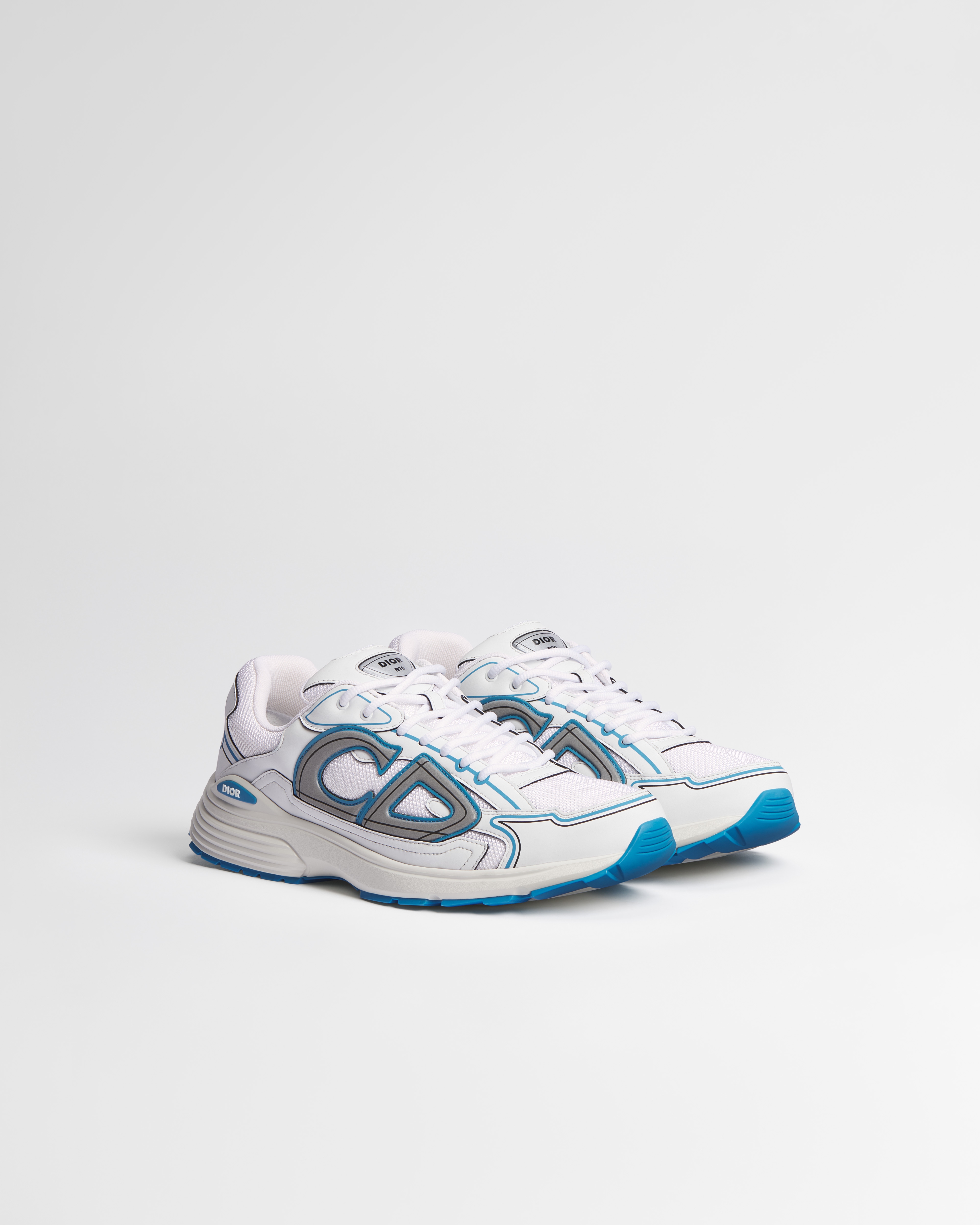 B30 Countdown Sneaker White Technical Mesh with White and Light Blue Technical Fabric E03