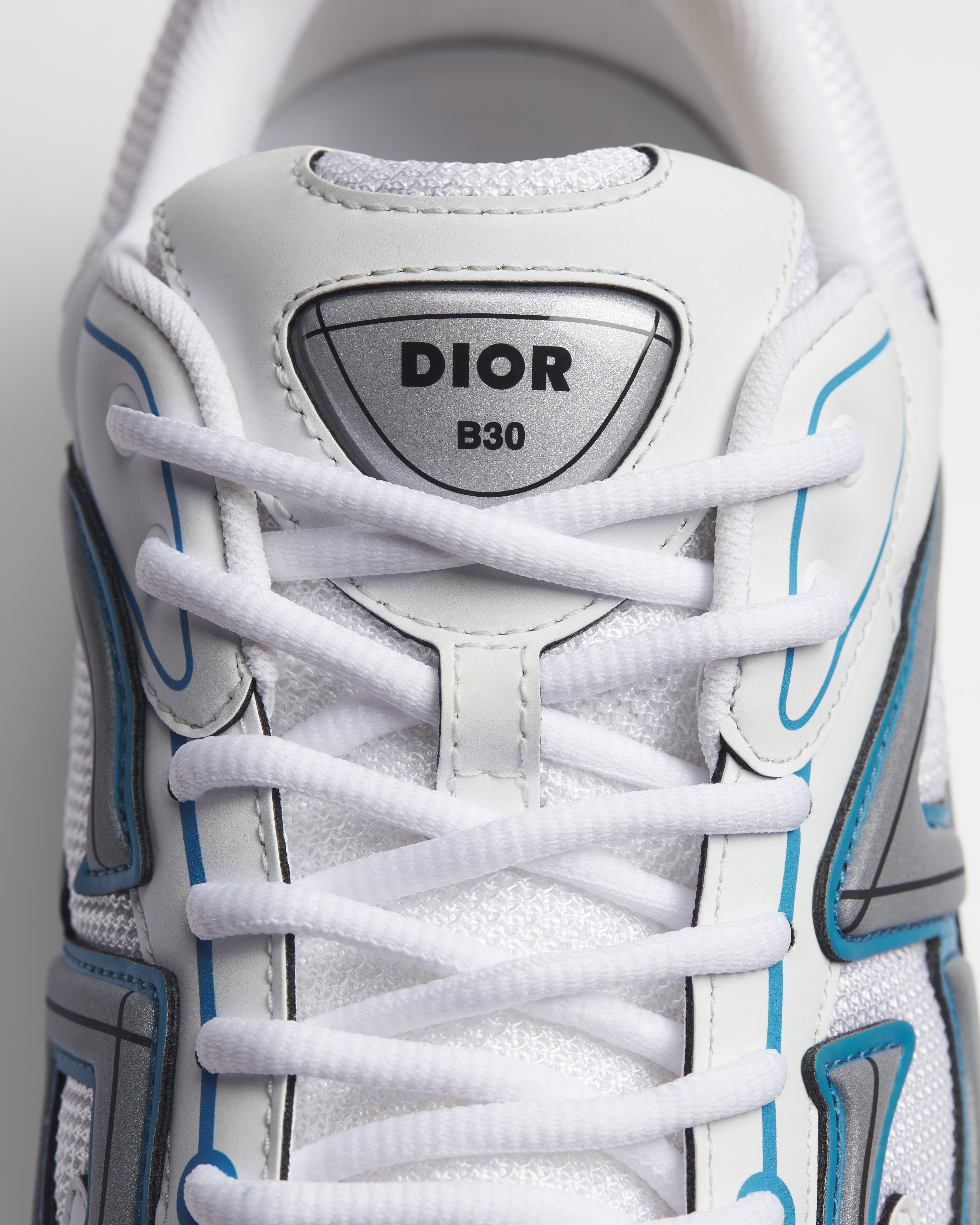 B30 Countdown Sneaker White Technical Mesh with White and Light Blue Technical Fabric E12