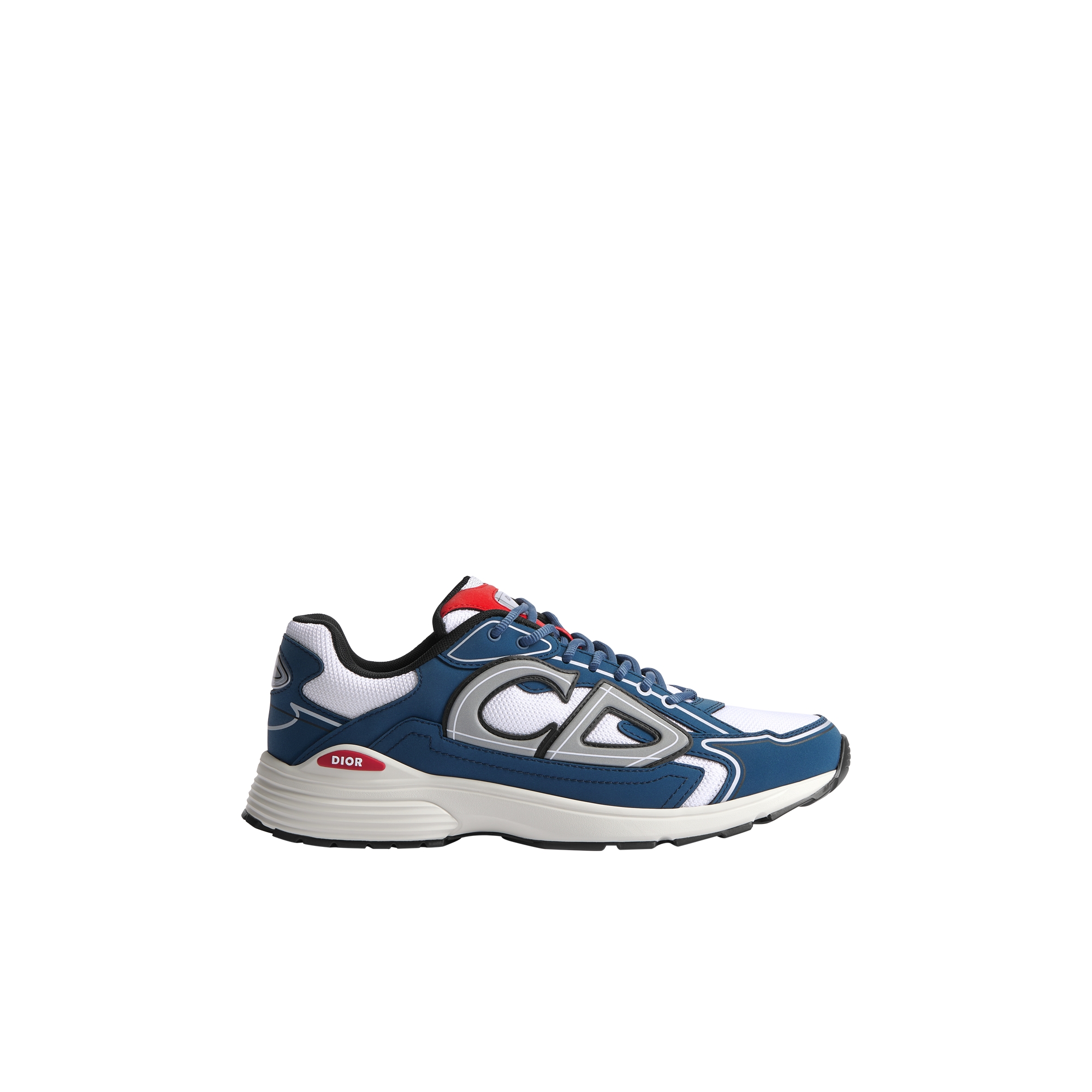  White Technical Mesh with Deep Blue and Red Technical Fabric