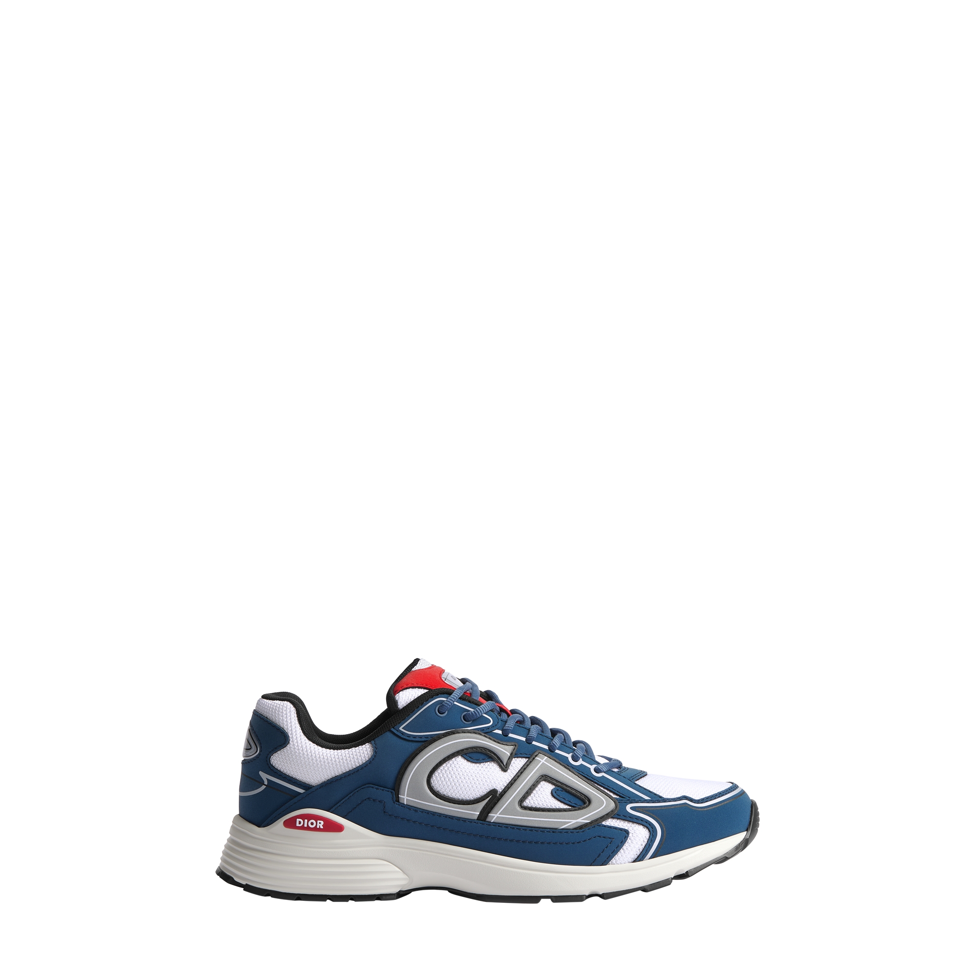 B30 Countdown Sneaker White Technical Mesh with Deep Blue and Red Technical Fabric E02