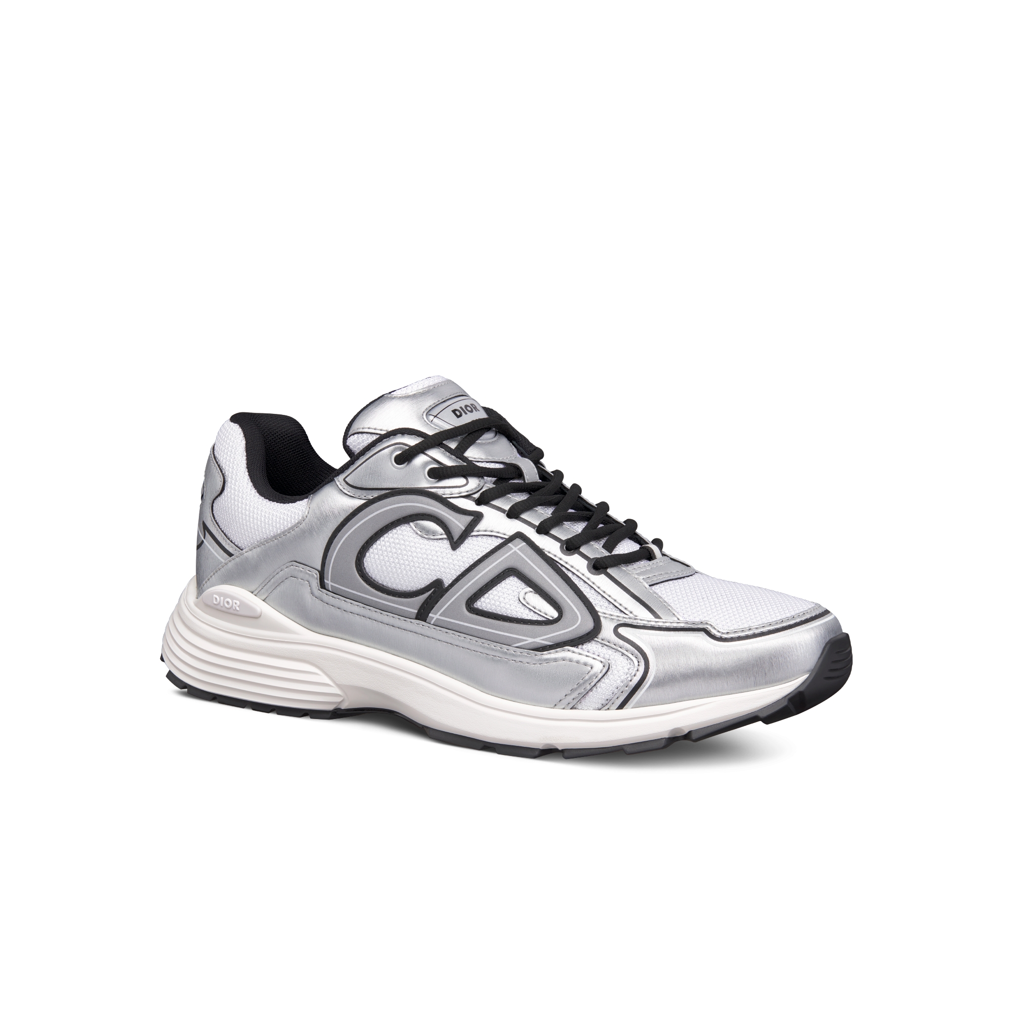 B30 Countdown Sneaker White Metallic Technical Mesh and Silver-Tone Metallic Technical Fabric E03