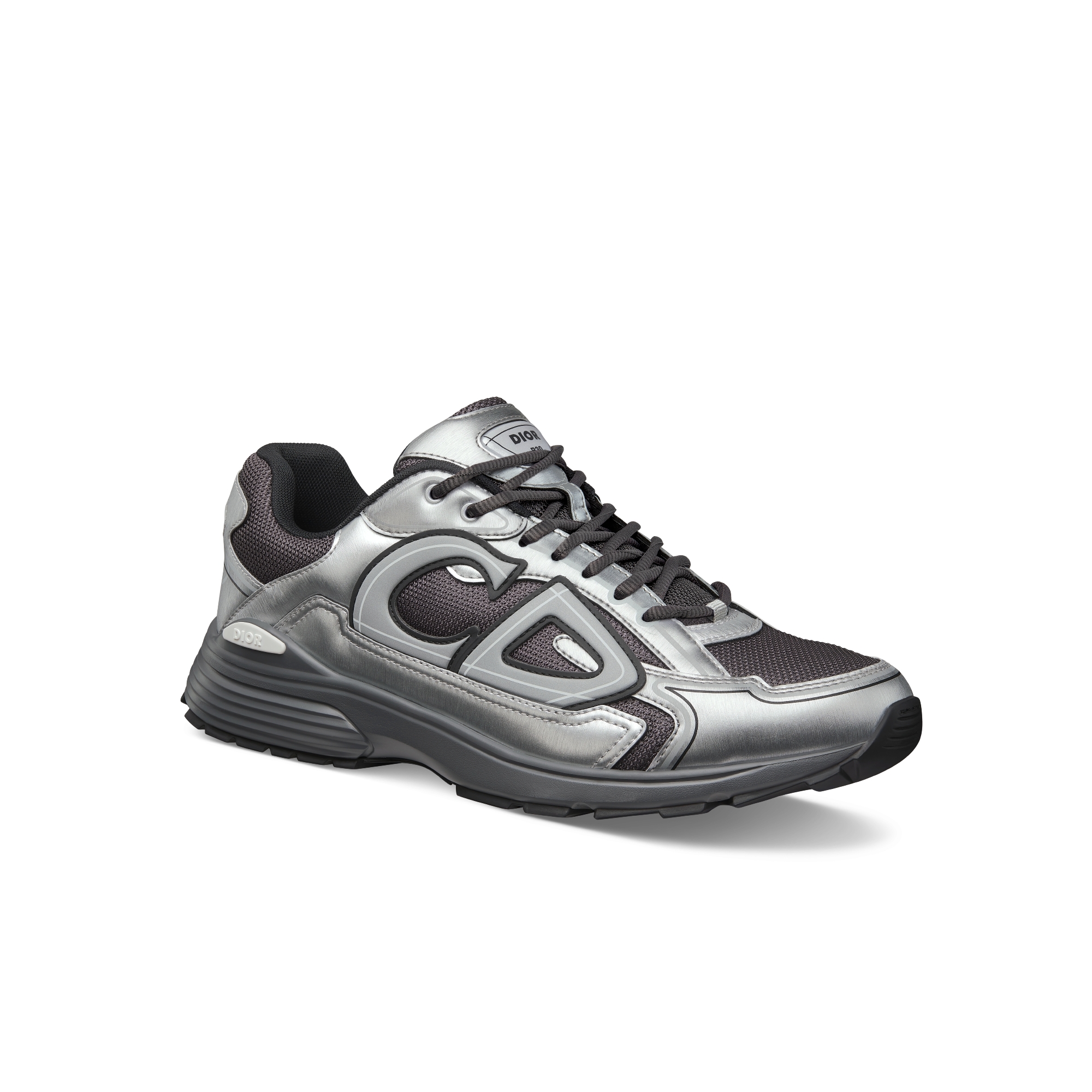 B30 Countdown Sneaker Deep Gray Technical Mesh and Silver-Tone Metallic Technical Fabric E03