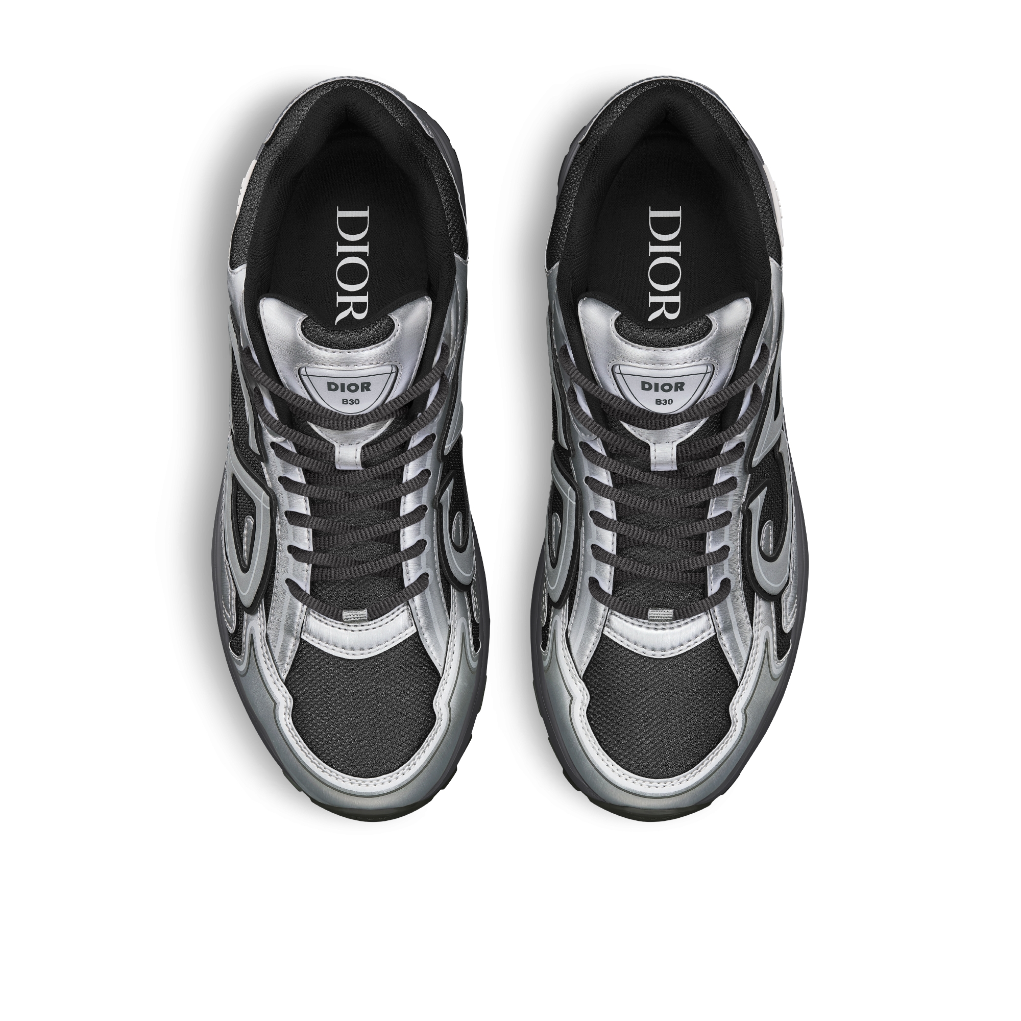 B30 Countdown Sneaker Deep Gray Technical Mesh and Silver-Tone Metallic Technical Fabric E06