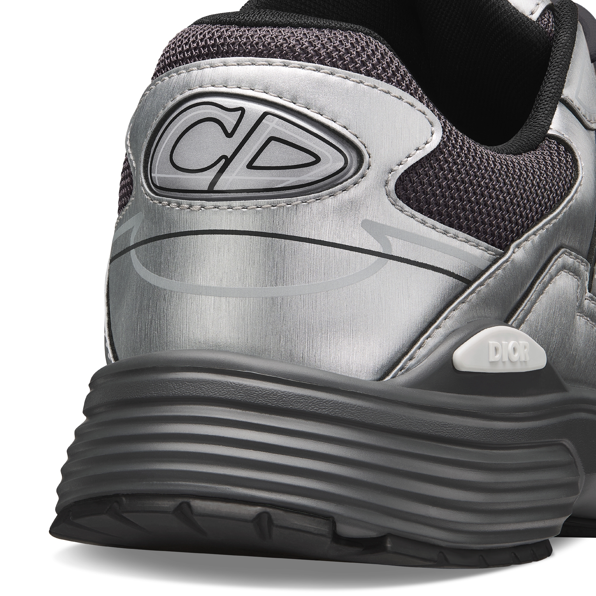 B30 Countdown Sneaker Deep Gray Technical Mesh and Silver-Tone Metallic Technical Fabric E09
