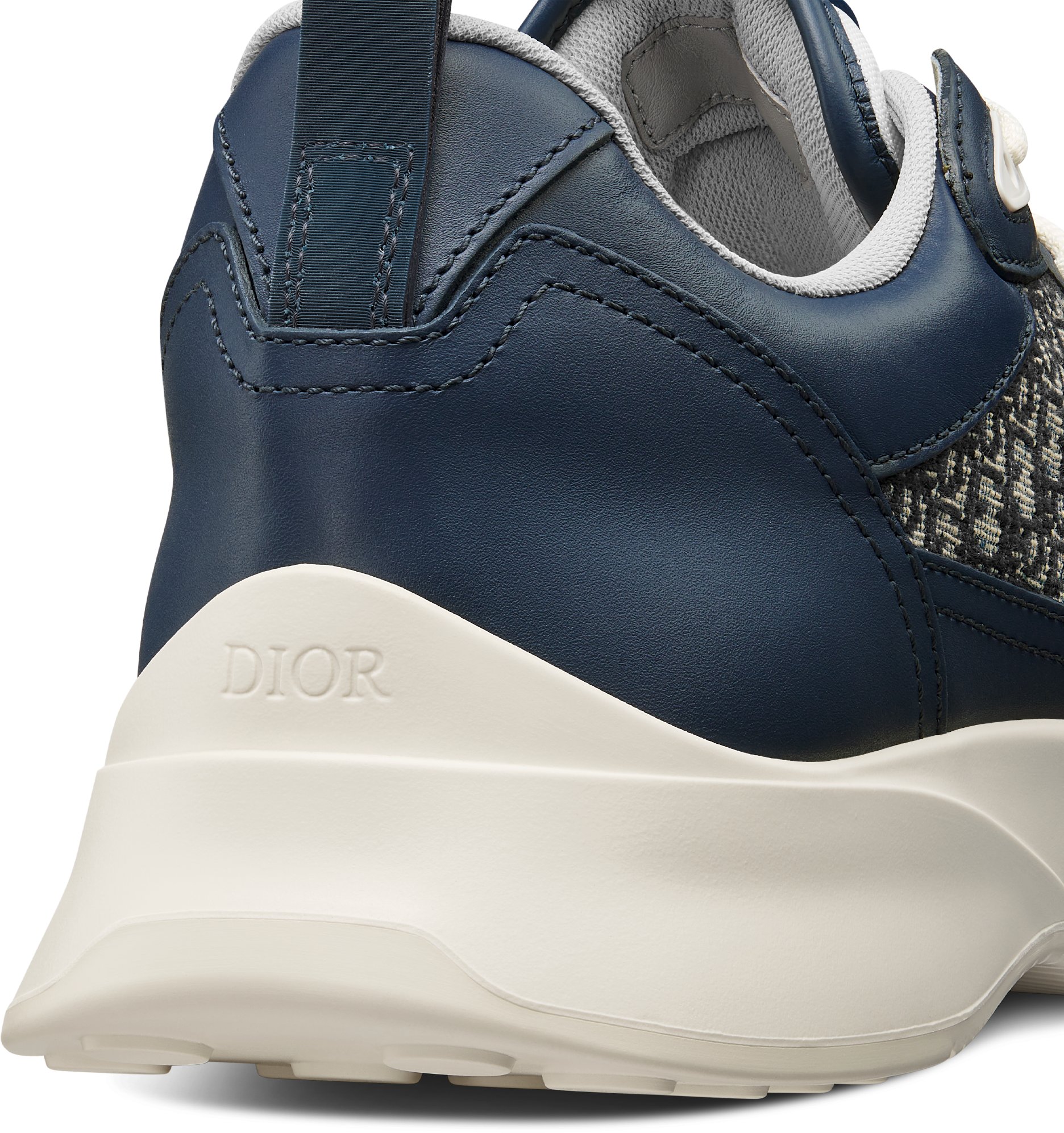 B25 Runner Sneaker Navy Blue and Cream Smooth Calfskin with Beige and Black Dior Oblique Jacquard DIOR