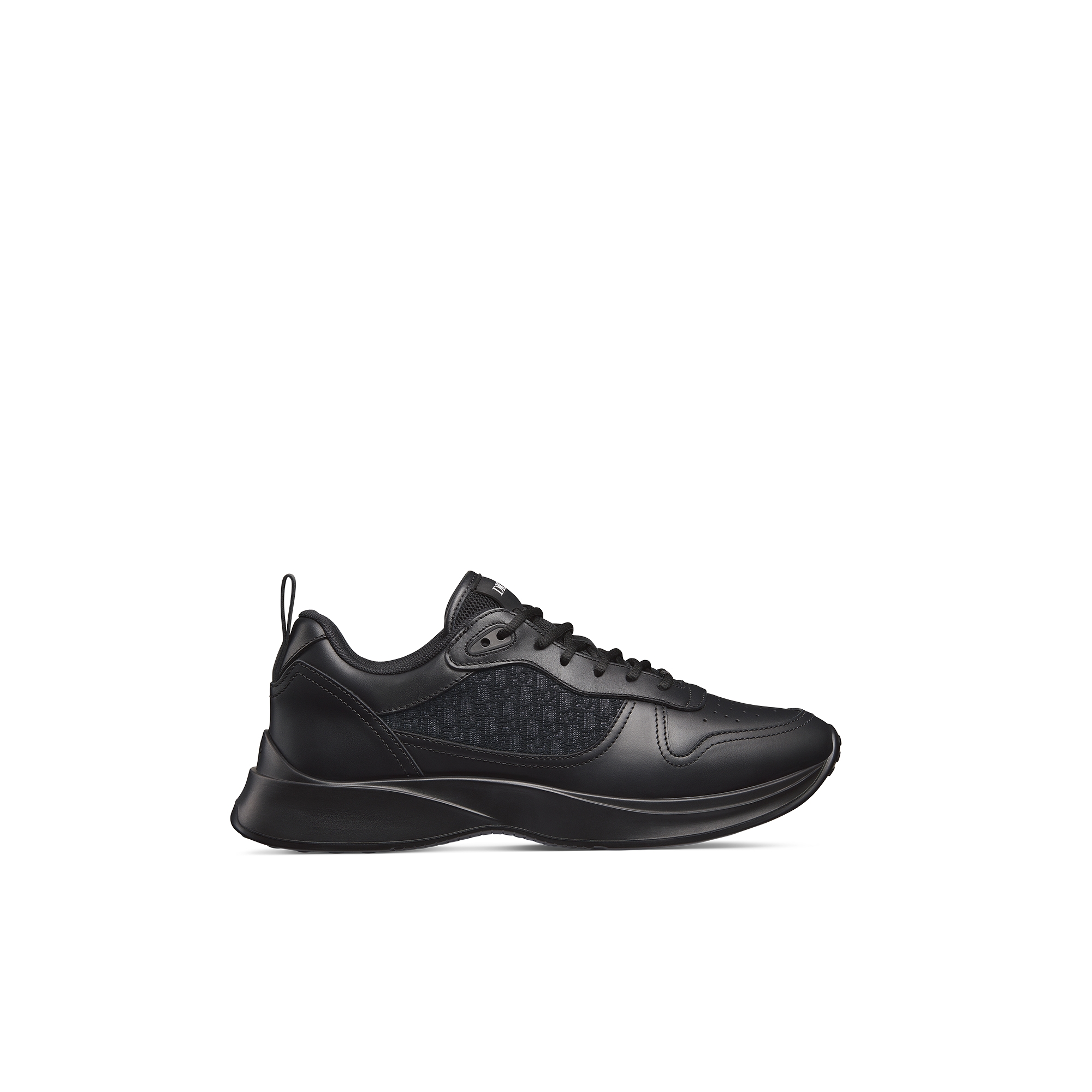 B25 Runner Sneaker Black Smooth Calfskin and Dior Oblique Jacquard E02