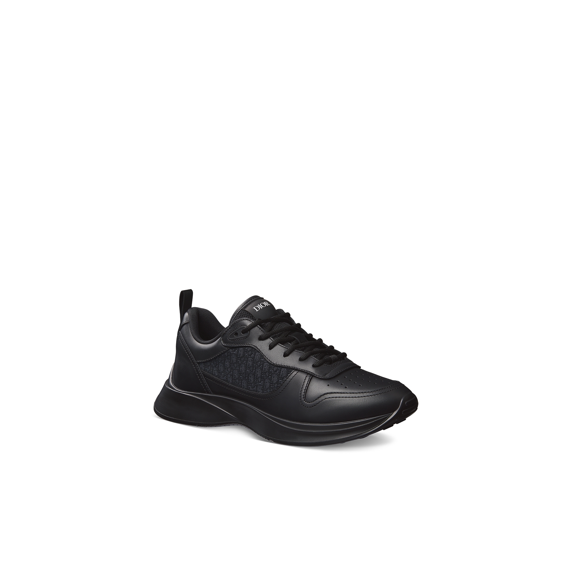 B25 Runner Sneaker Black Smooth Calfskin and Dior Oblique Jacquard E03