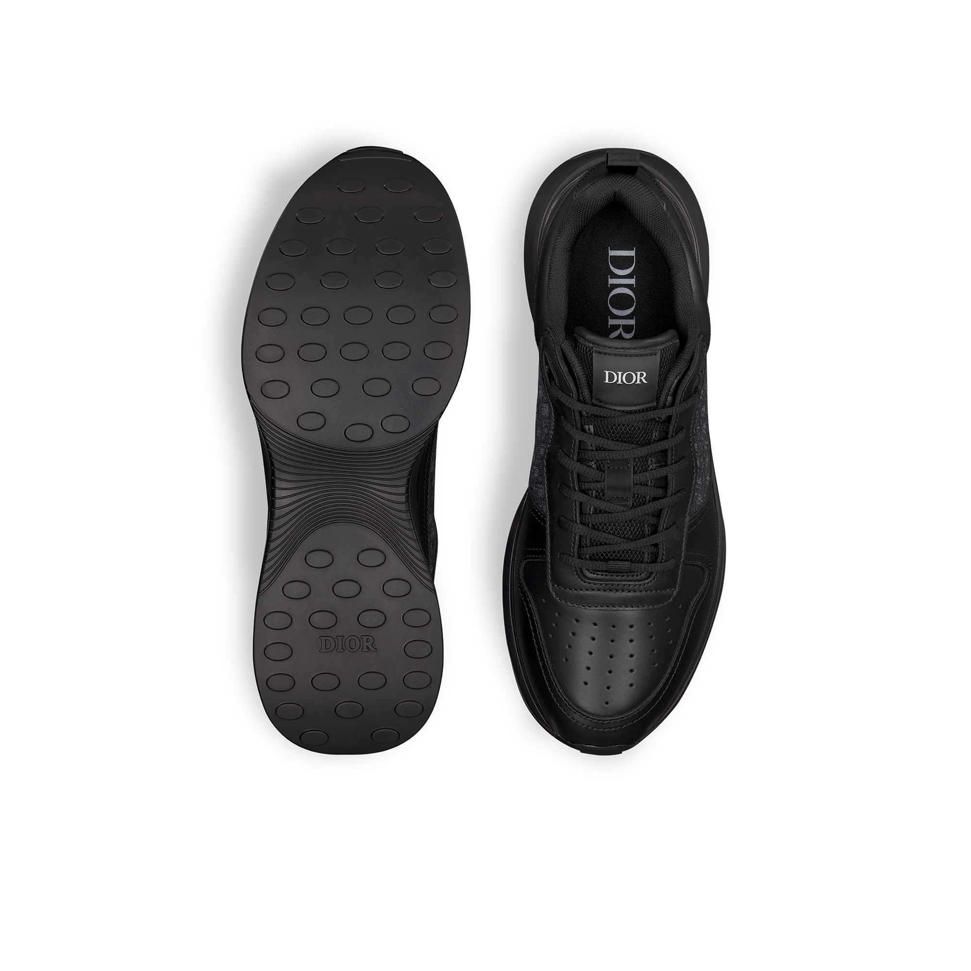 B25 Runner Sneaker Black Smooth Calfskin and Dior Oblique Jacquard E10