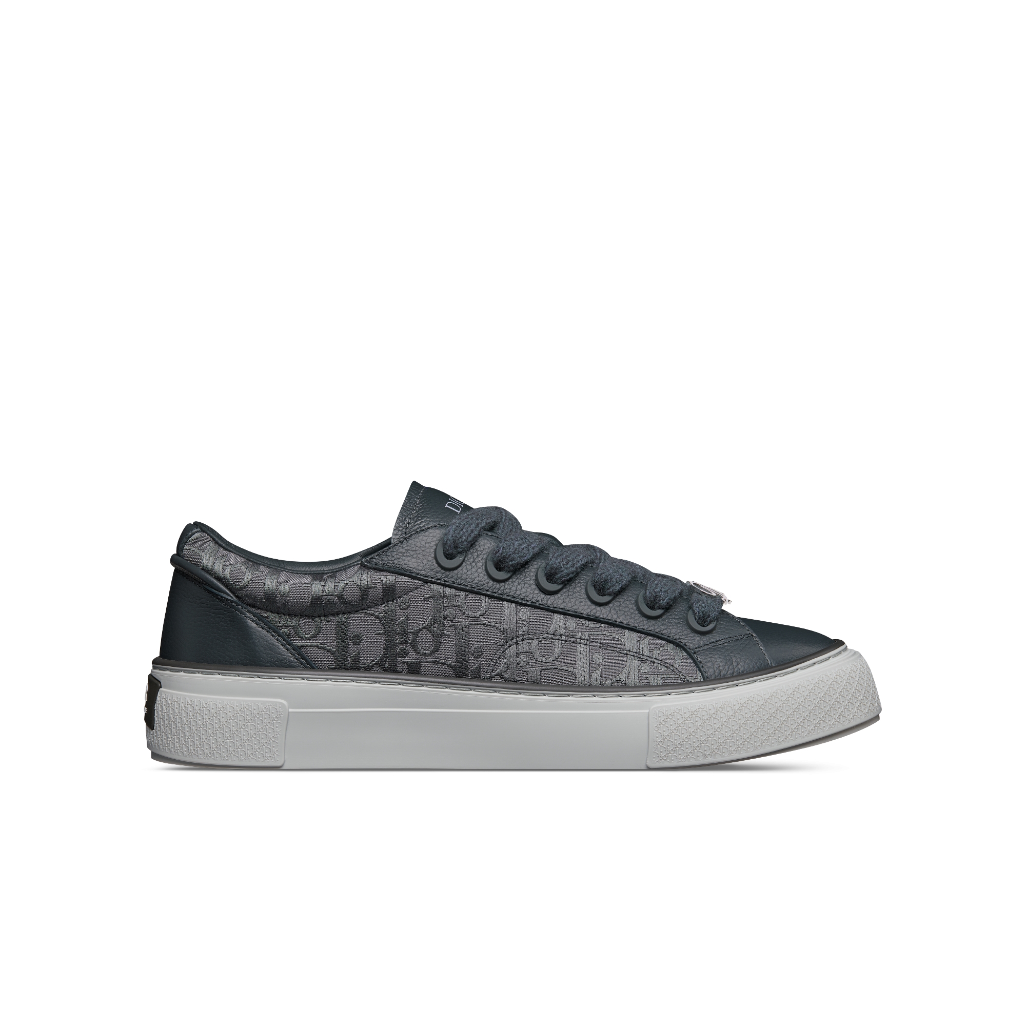 B33 Spin Sneaker – LIMITED AND NUMBERED EDITION Anthracite Gray Grained Calfskin and Anthracite Gray Dior Oblique Canvas E02