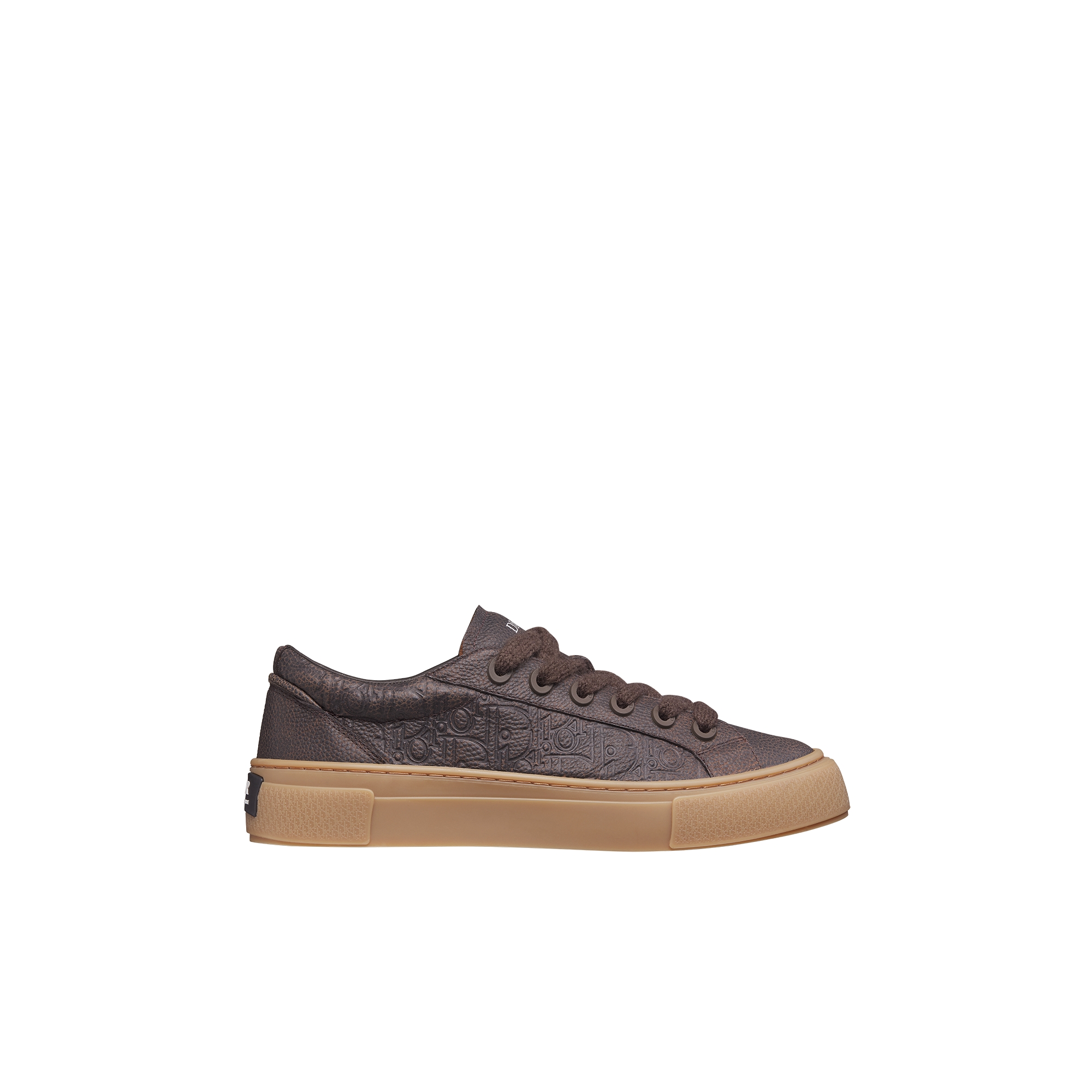 B33 Spin Sneaker Brown Grained Calfskin and Brown Dior Gravity Vintage Leather E02