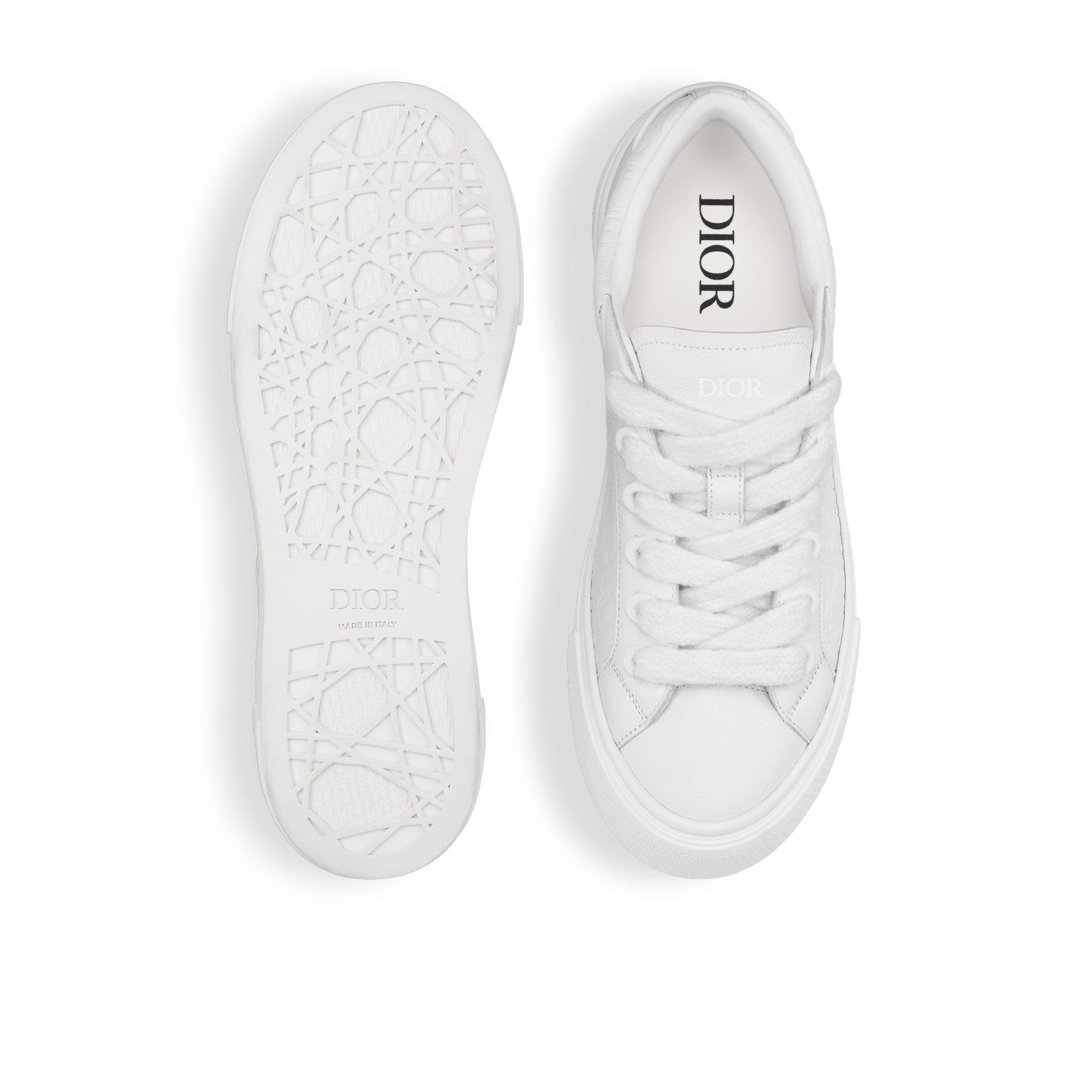 B33 Spin Sneaker White Grained Calfskin and White Dior Gravity Leather E07