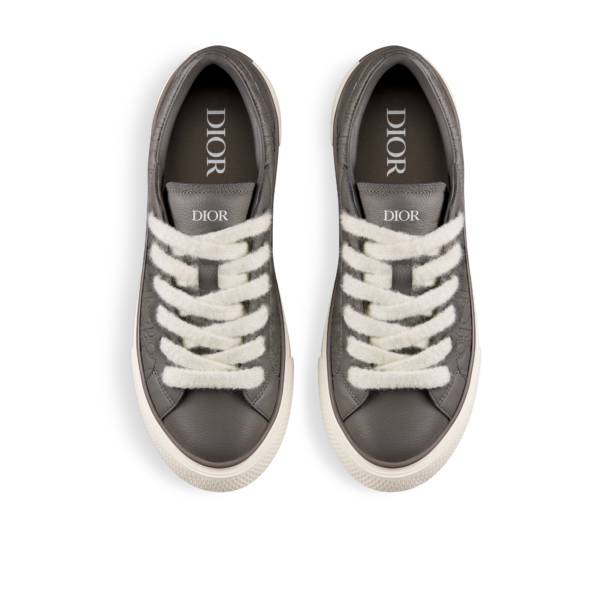 B33 Spin Sneaker Gray Grained Calfskin and Gray Dior Gravity Leather E06