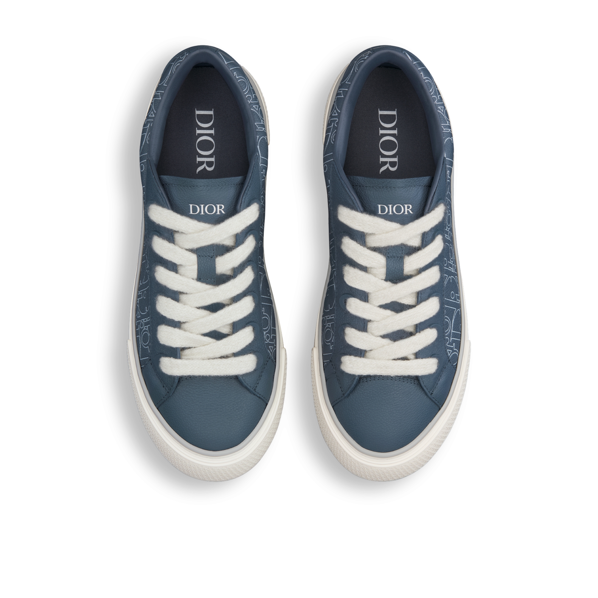 Sneaker B33 Spin Piel de becerro graneada y piel Dior Gravity Outline azul marino E06