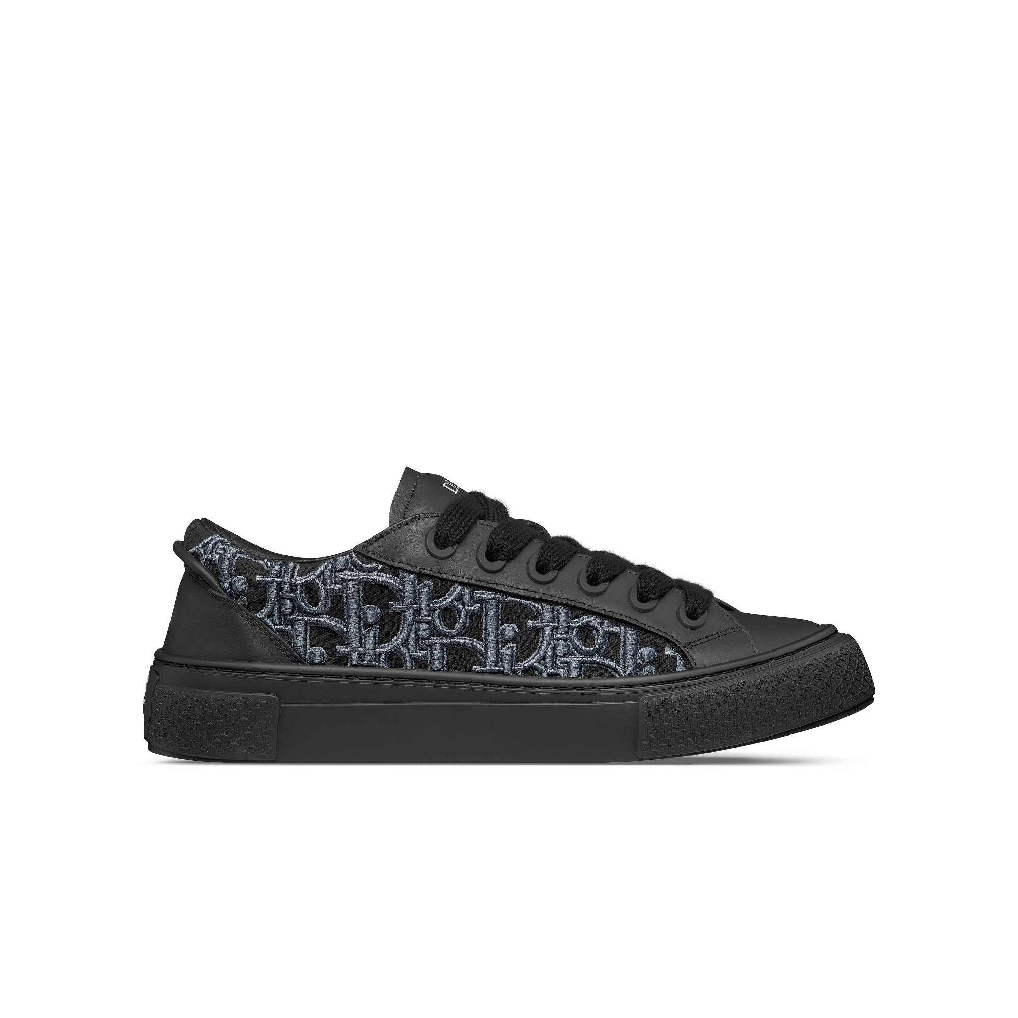 B33 Spin Sneaker – LIMITIERTE UND NUMMERIERTE EDITION Glattes Kalbsleder in Schwarz mit erhabener Dior Oblique Stickerei in Grau E10