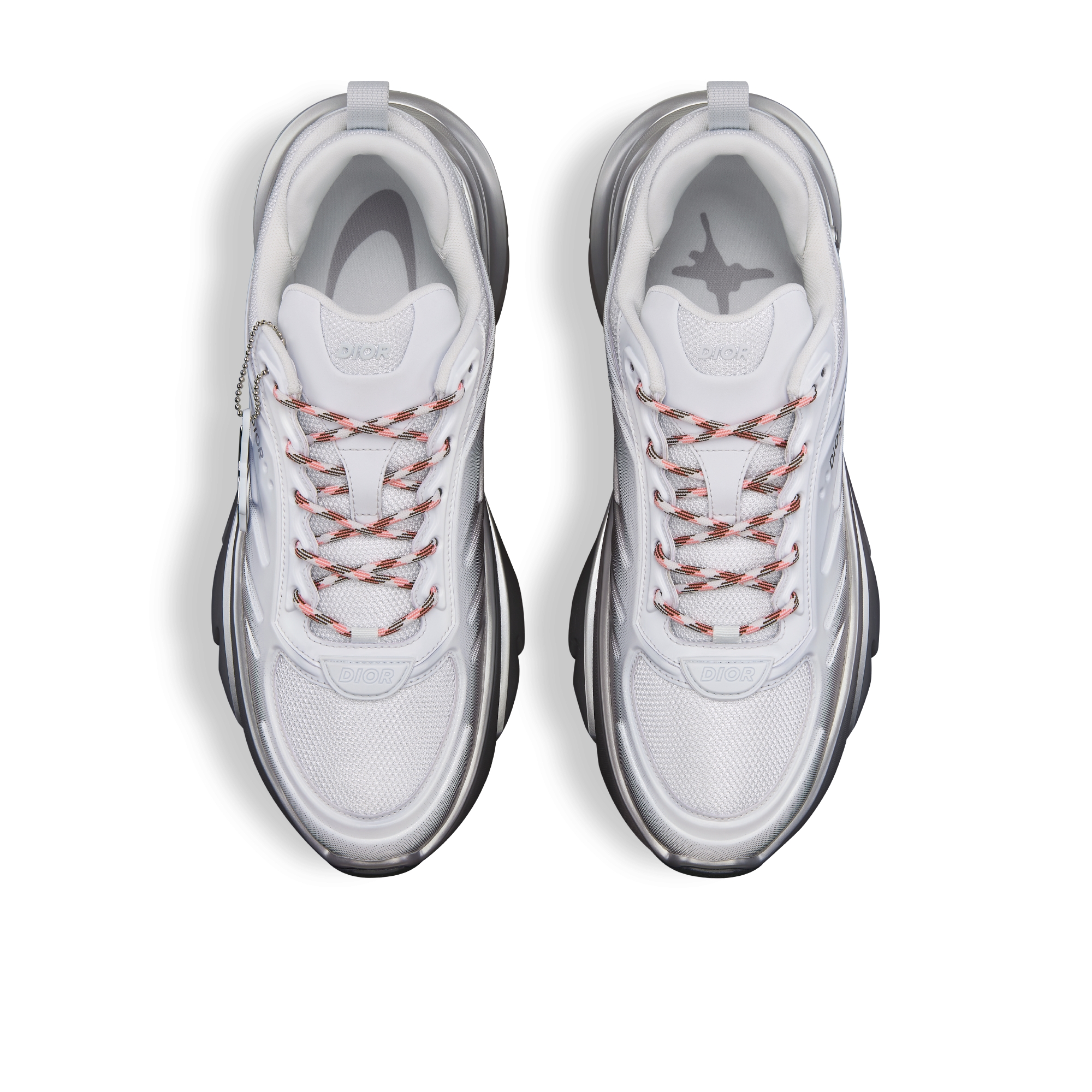 DIOR AND LEWIS HAMILTON B44 Blade Sneaker – LIMITED AND NUMBERED EDITION Gradient White and Silver-Tone Mesh with Gradient White and Silver-Tone Technical Fabric E06