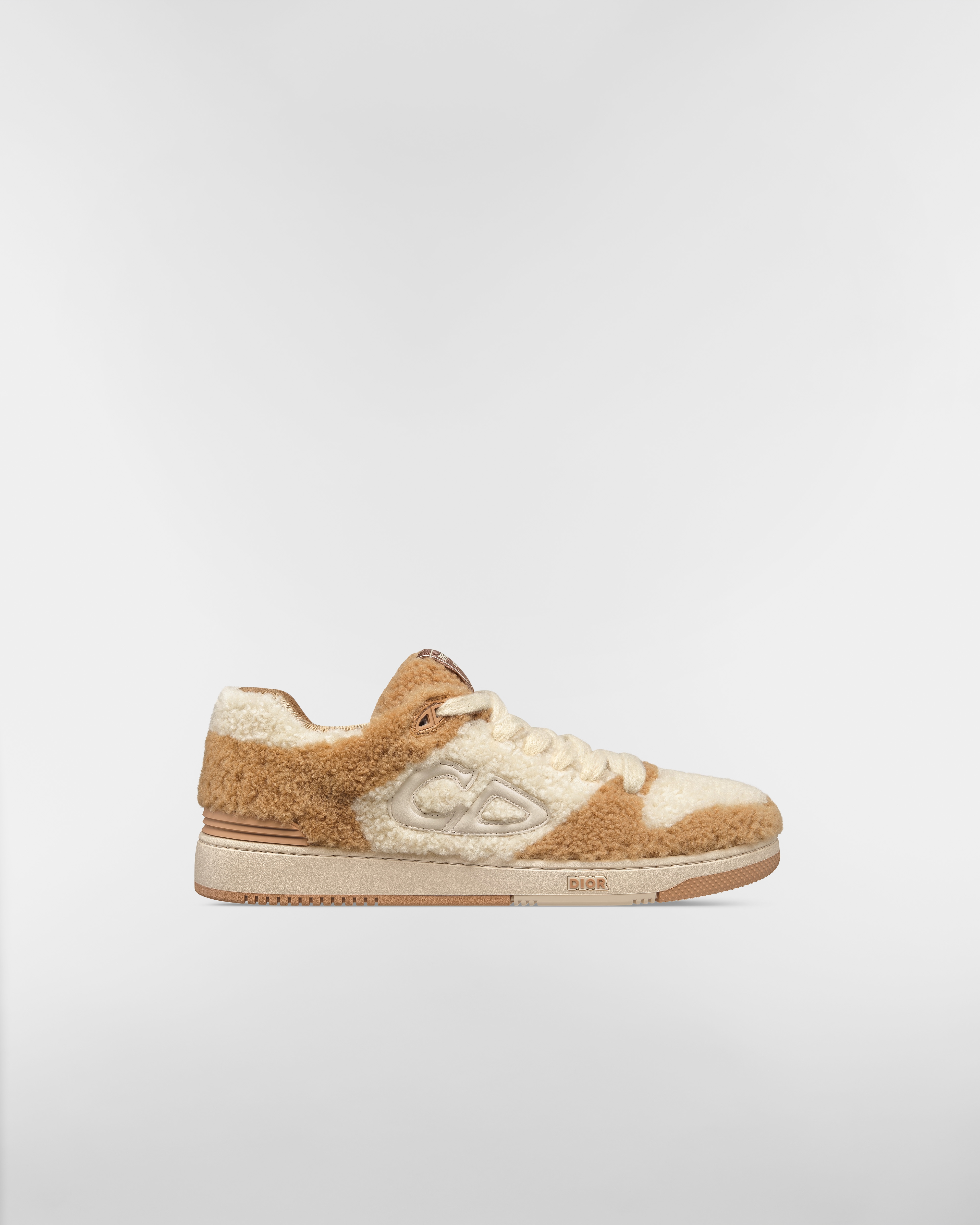 B57 Dribble Low-Top Sneaker – LIMITED AND NUMBERED EDITION Camel and Cream Shearling, Calfskin and Technical Fabric E10