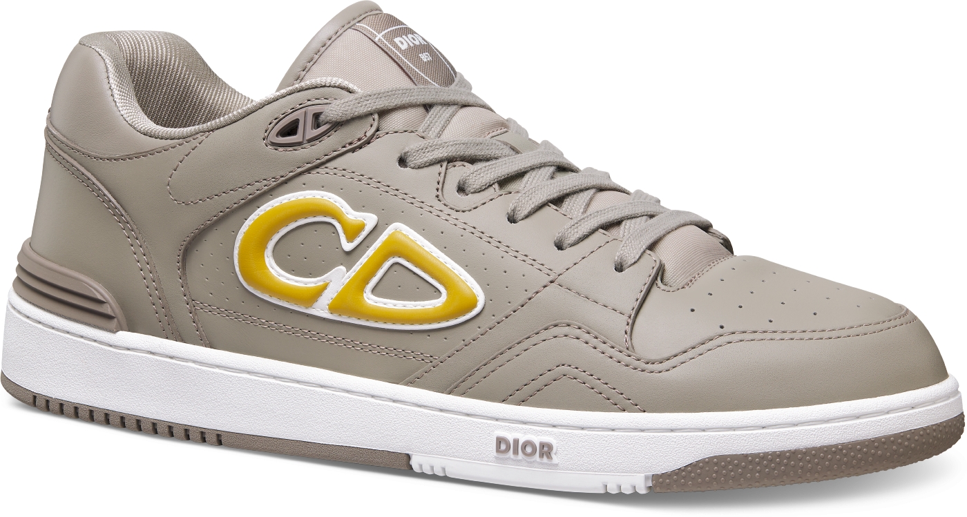 DIOR AND STONE ISLAND B57 Low Top Sneaker LIMITED AND NUMBERED EDITION Gray and Yellow Smooth Calfskin DIOR