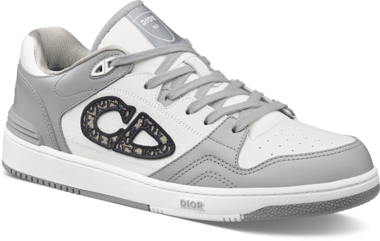 B57 Low-Top Sneaker Dior Gray and White Smooth Calfskin with Beige and  Black Dior Oblique Jacquard | DIOR