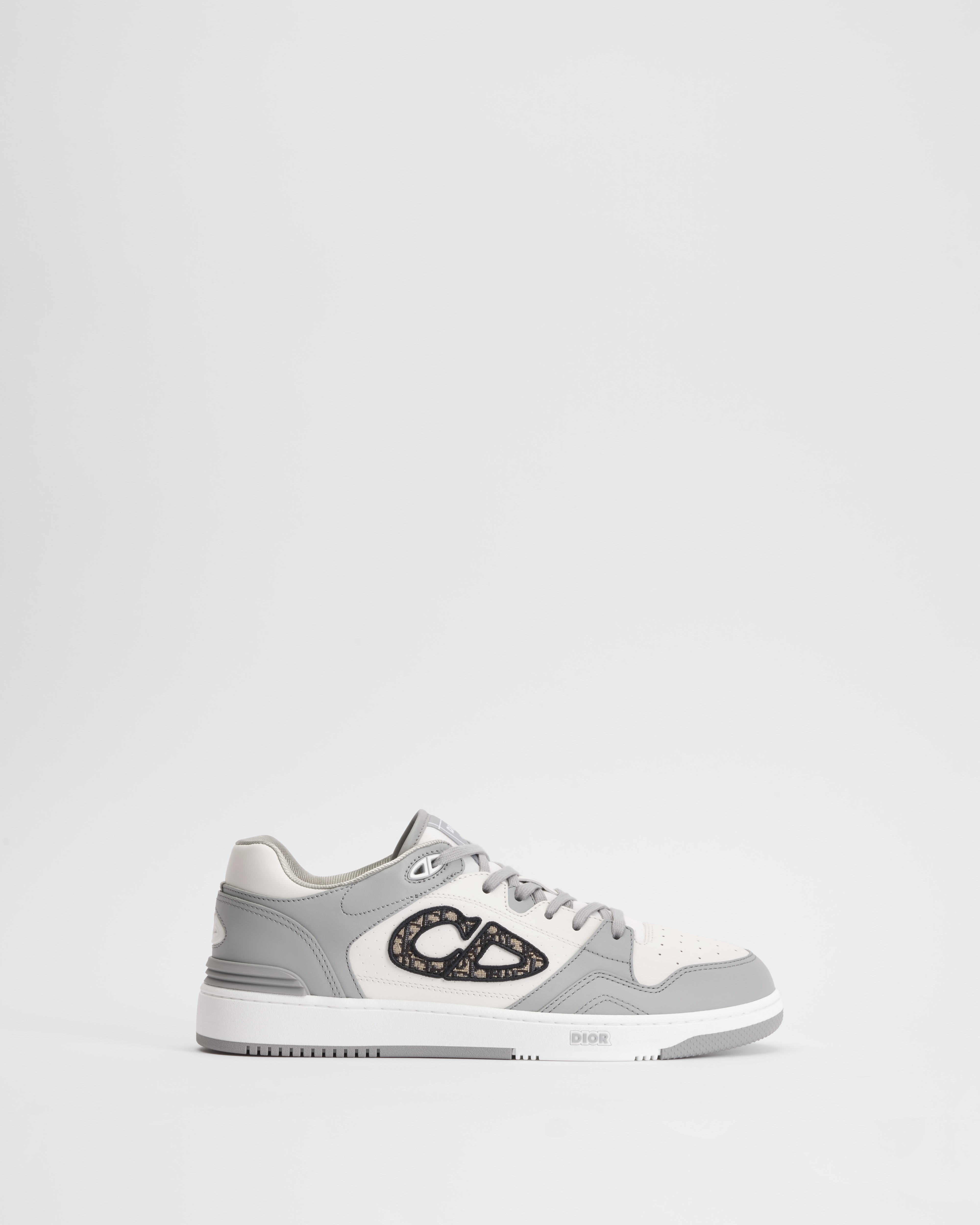 B57 Dribble Low-Top Sneaker Dior Gray and White Smooth Calfskin with Beige and Black Dior Oblique Jacquard E02