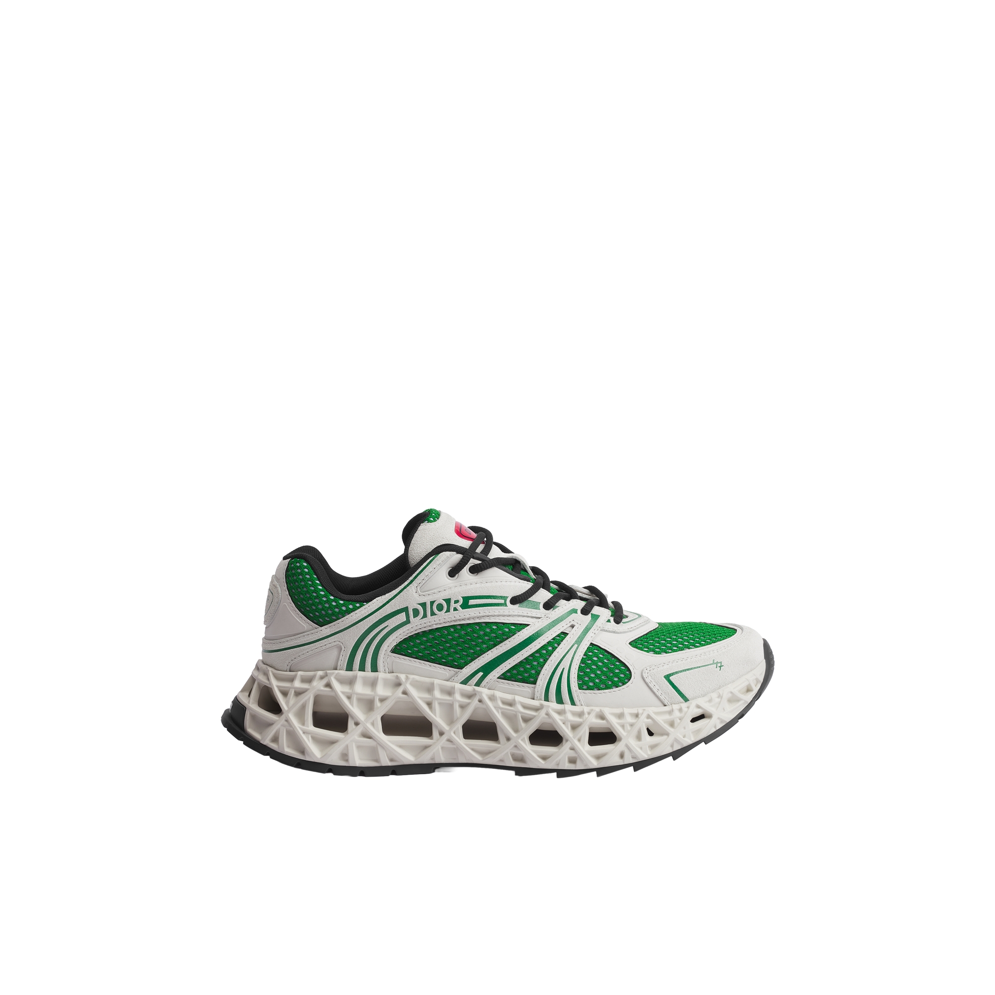 B35 NXXT Sneaker White Suede Calfskin, White Technical Fabric and Green Technical Mesh E02