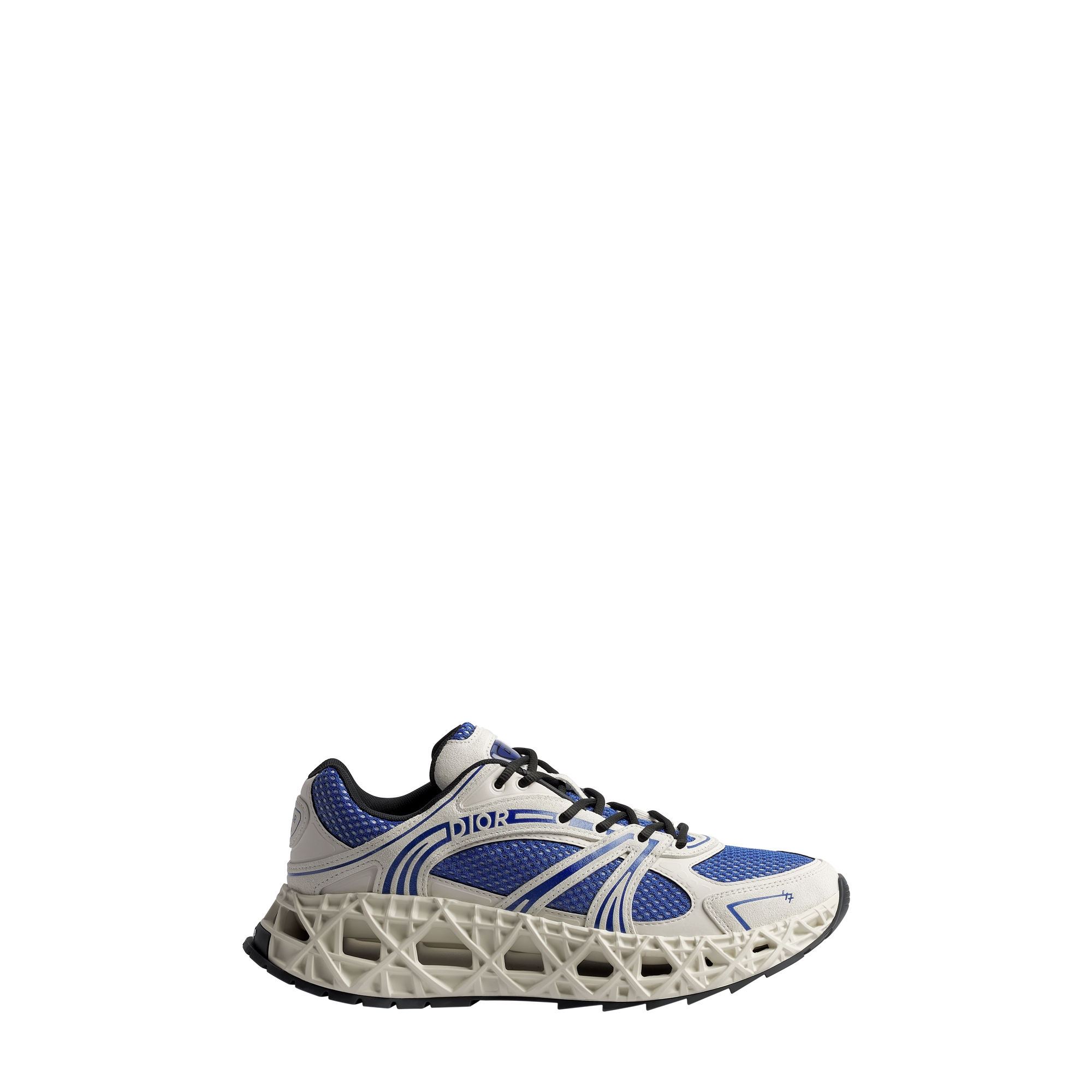  White Suede Calfskin, White Technical Fabric and Blue Technical Mesh