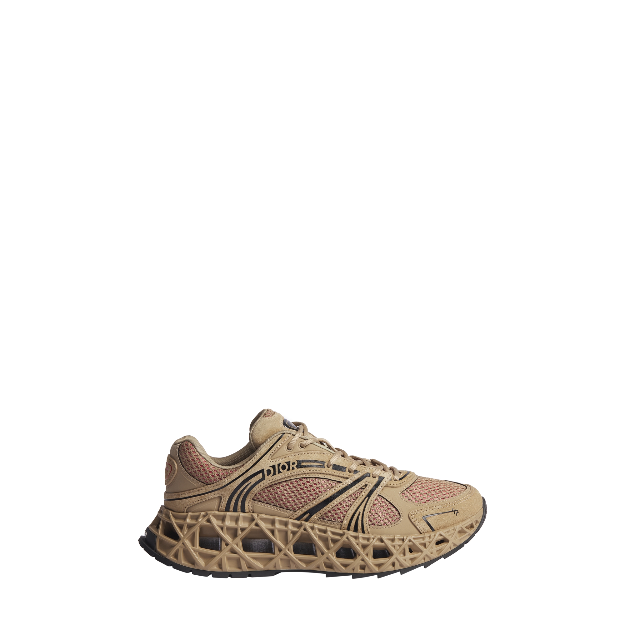  Beige Suede Calfskin, Beige Technical Fabric and Red Technical Mesh
