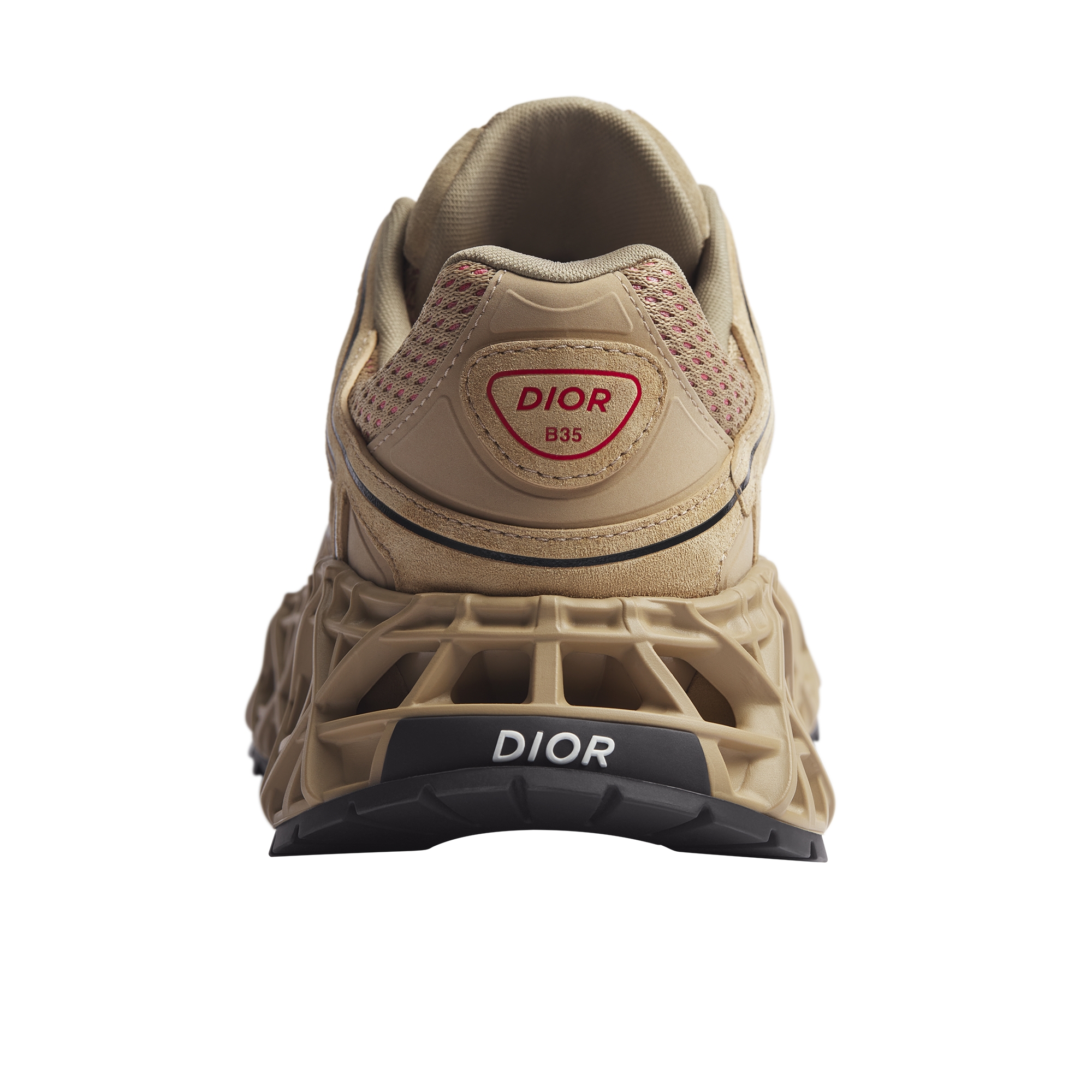 B35 NXXT Sneaker Beige Suede, Beige Technical Fabric and Red Technical Mesh E10