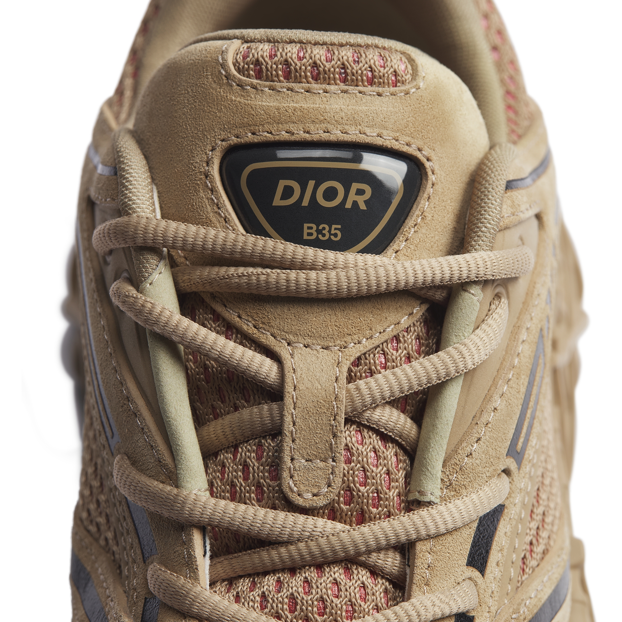 B35 NXXT Sneaker Beige Suede, Beige Technical Fabric and Red Technical Mesh E12