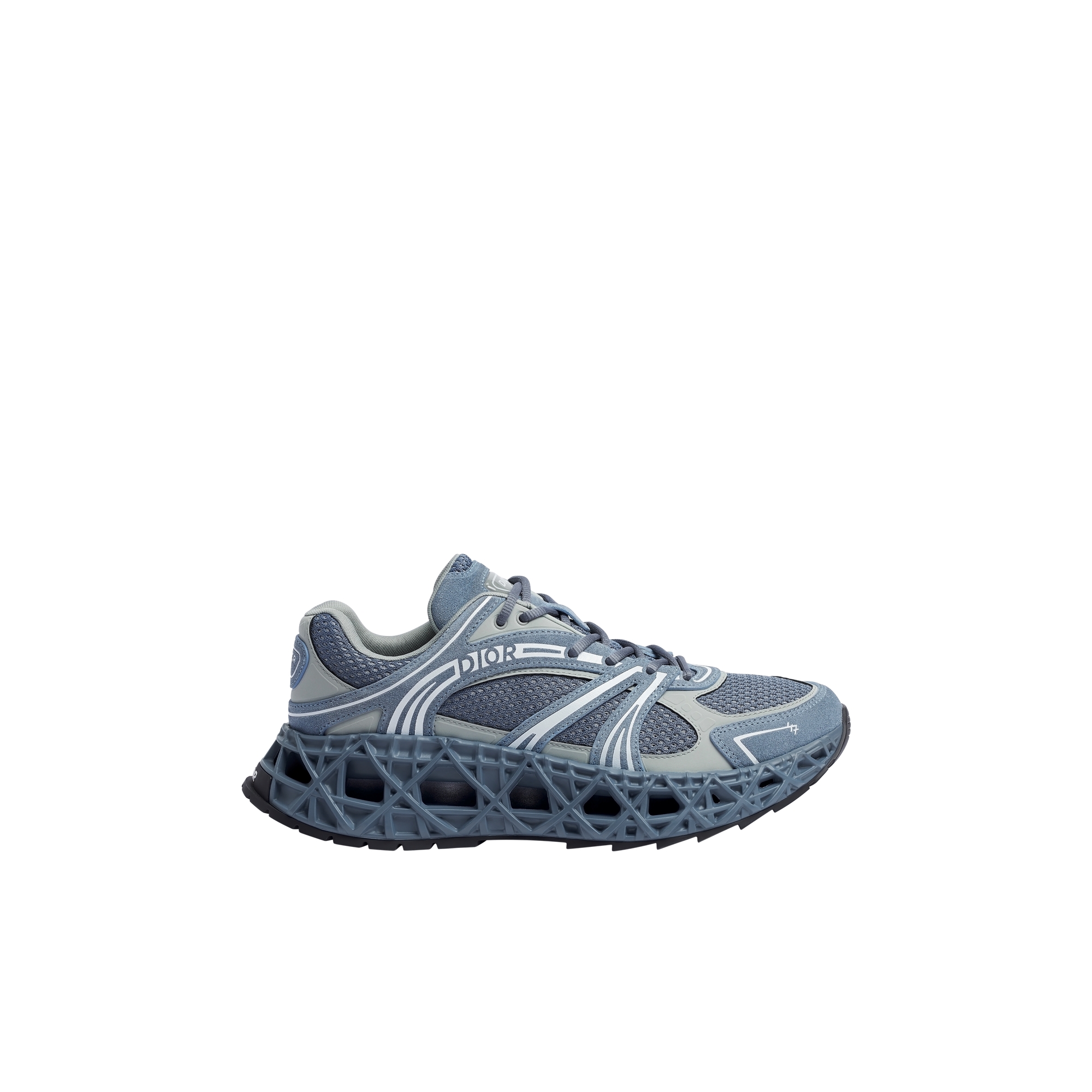 B35 NXXT Sneaker Blue Suede Calfskin, Gray Technical Fabric and Blue Technical Mesh E02