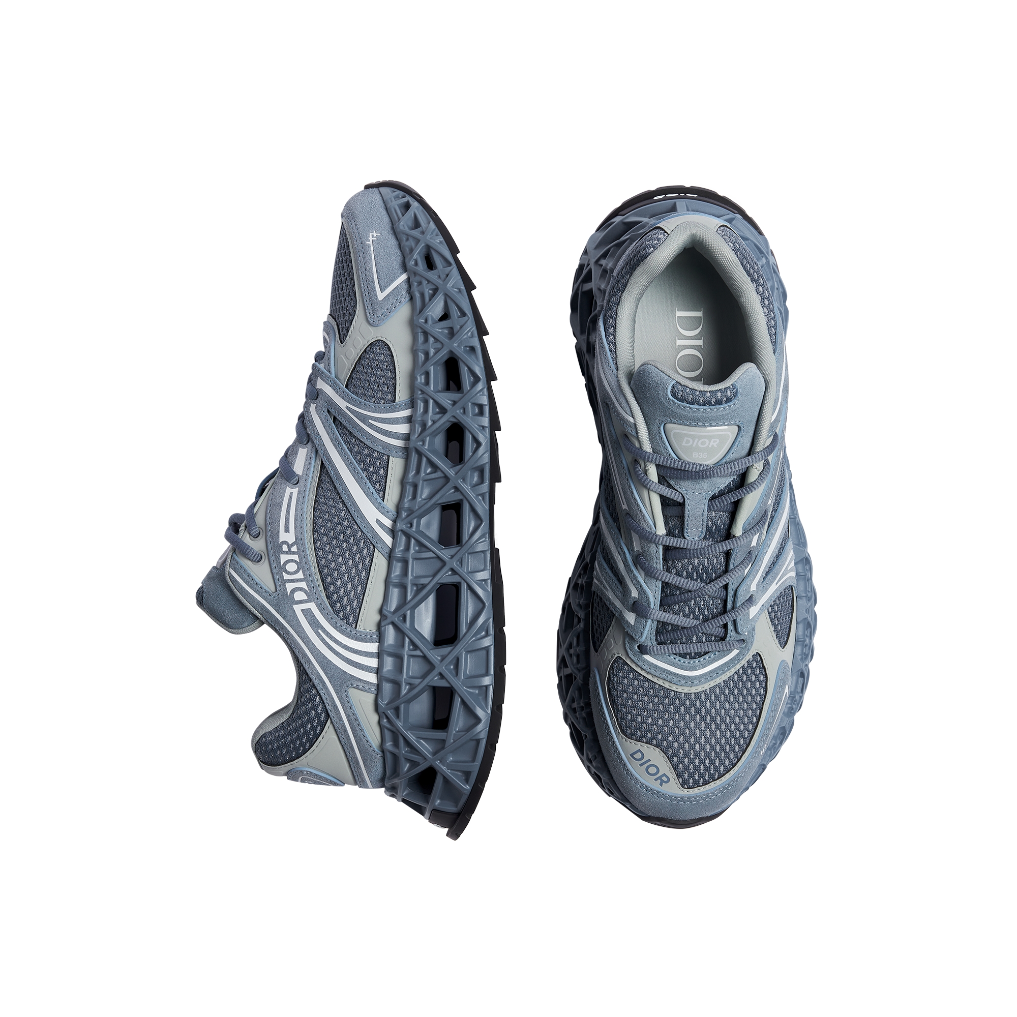 B35 NXXT Sneaker Blue Suede, Gray Technical Fabric and Blue Technical Mesh E06